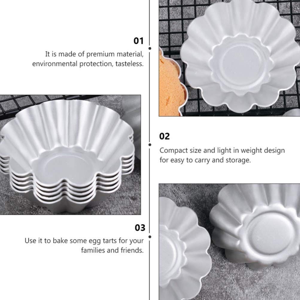 6-Piece Flower Shape Egg Tart Molds - Reusable Metal Tartlet & Cupcake Baking Pans for Muffins, Tarts & Pastries | Perfect for Home Baking, Party Desserts & Holiday Treats