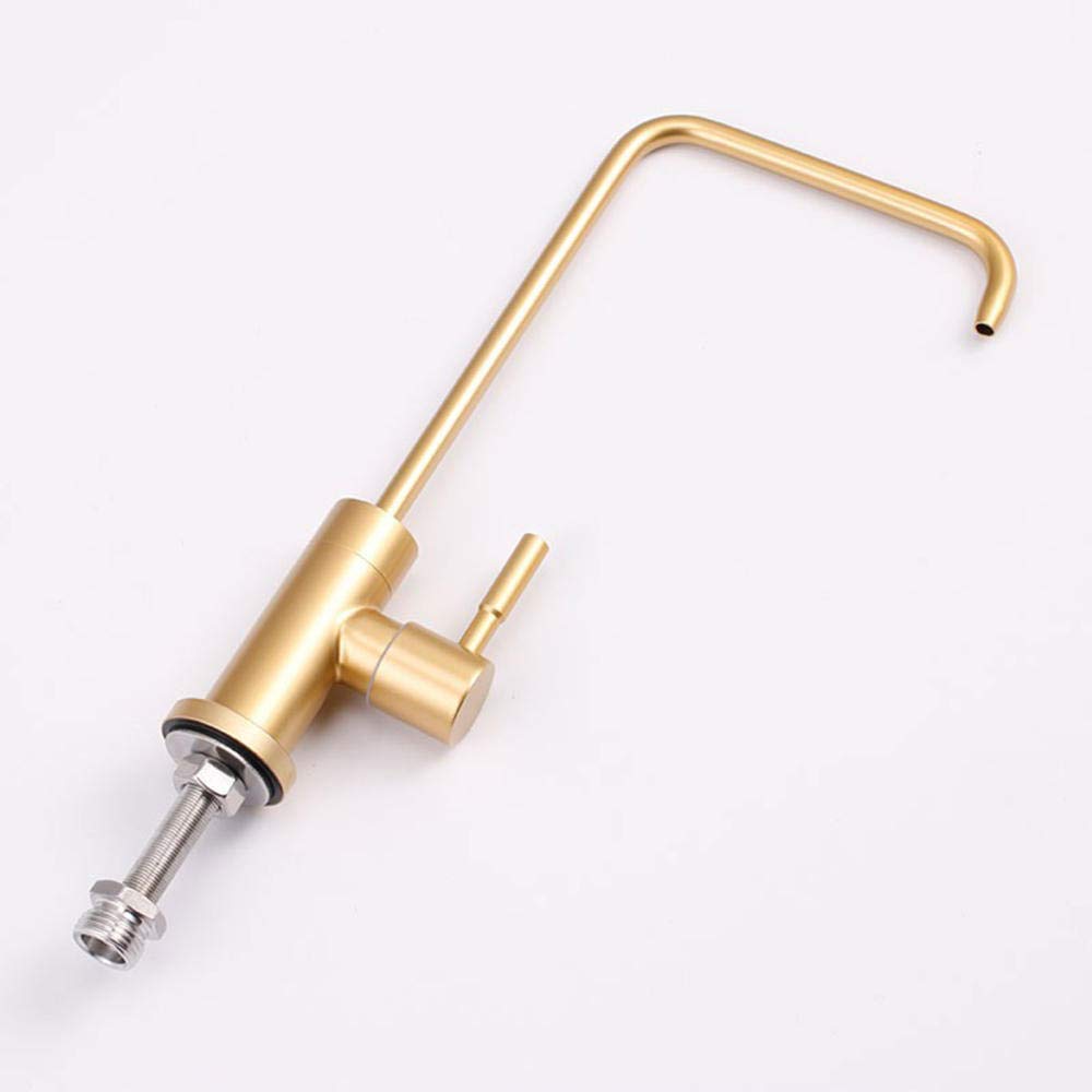 1/4'' Stainless Steel Reverse Osmosis Drinking Water Filter Faucet - Direct Pure Water Tap for Kitchen Sink - Gold Finish - Perfect for Clean Drinking Water & Cooking