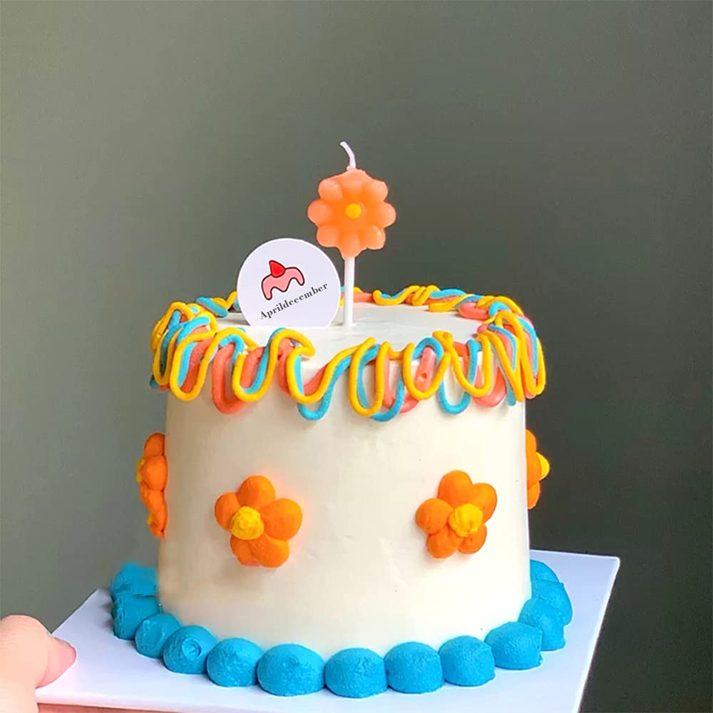 Flower Cake Candles - 10 Pack Floral Shaped Birthday Cake Topper Decorations for Wedding, Baby Shower & Party Celebrations