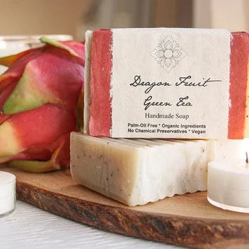 Organic Dragon Fruit Green Tea Soap - Natural & Hydrating Face & Body Cleanser for Sensitive Skin - Perfect for Daily Skincare & Spa Relaxation