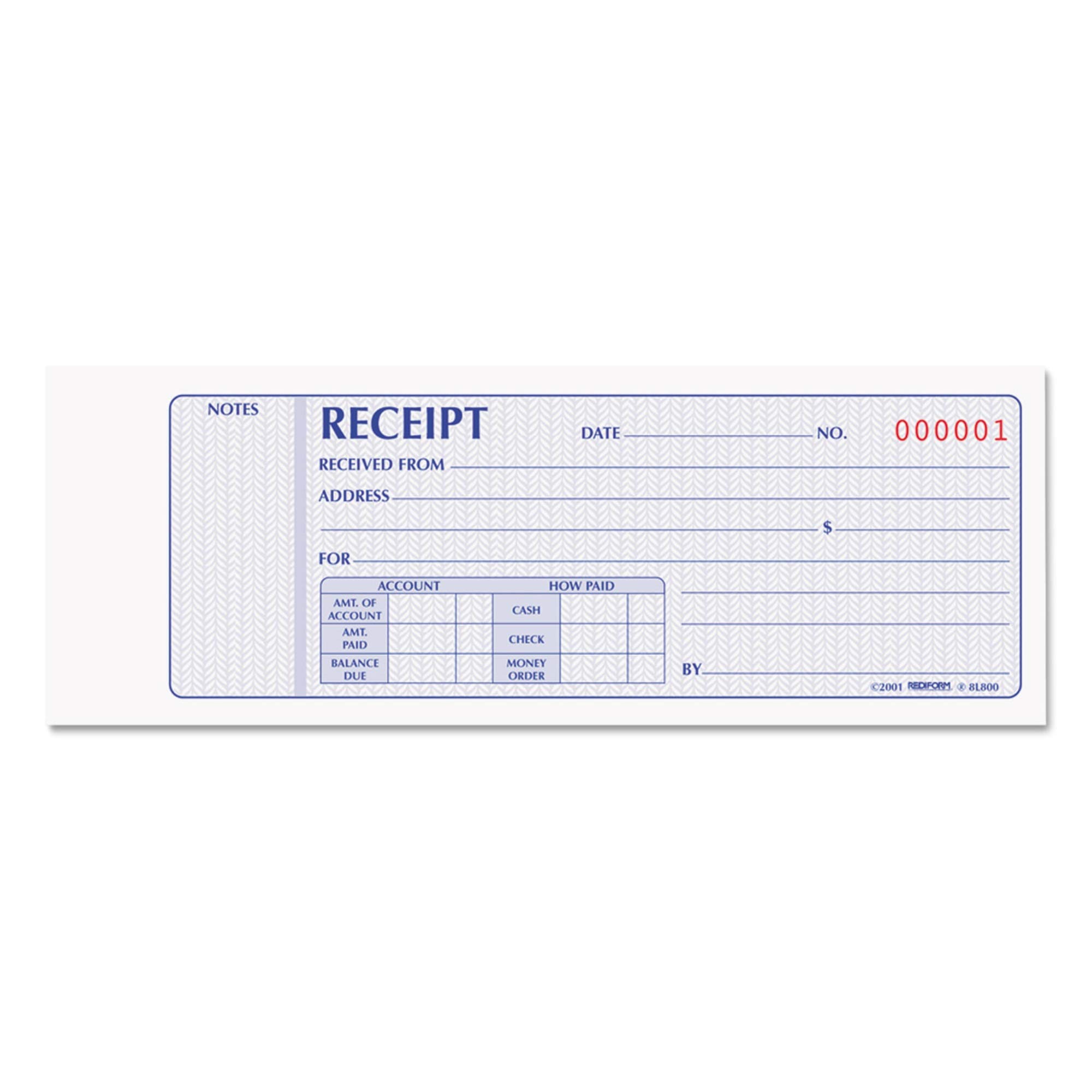 Rediform Receipt Book - 2-Part Carbonless Money Receipt Duplicate Set for Small Business, Retail & Restaurant Transactions | Perfect for Sales, Invoices & Payment Tracking