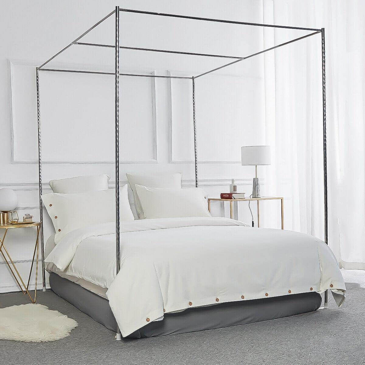 Stainless Steel Bed Mosquito Net Canopy Frame - Twin, Full, Queen & King Size - Durable & Comfortable Bed Canopy for Bedroom - Perfect for Sleeping, Relaxing & Decorating Your Space