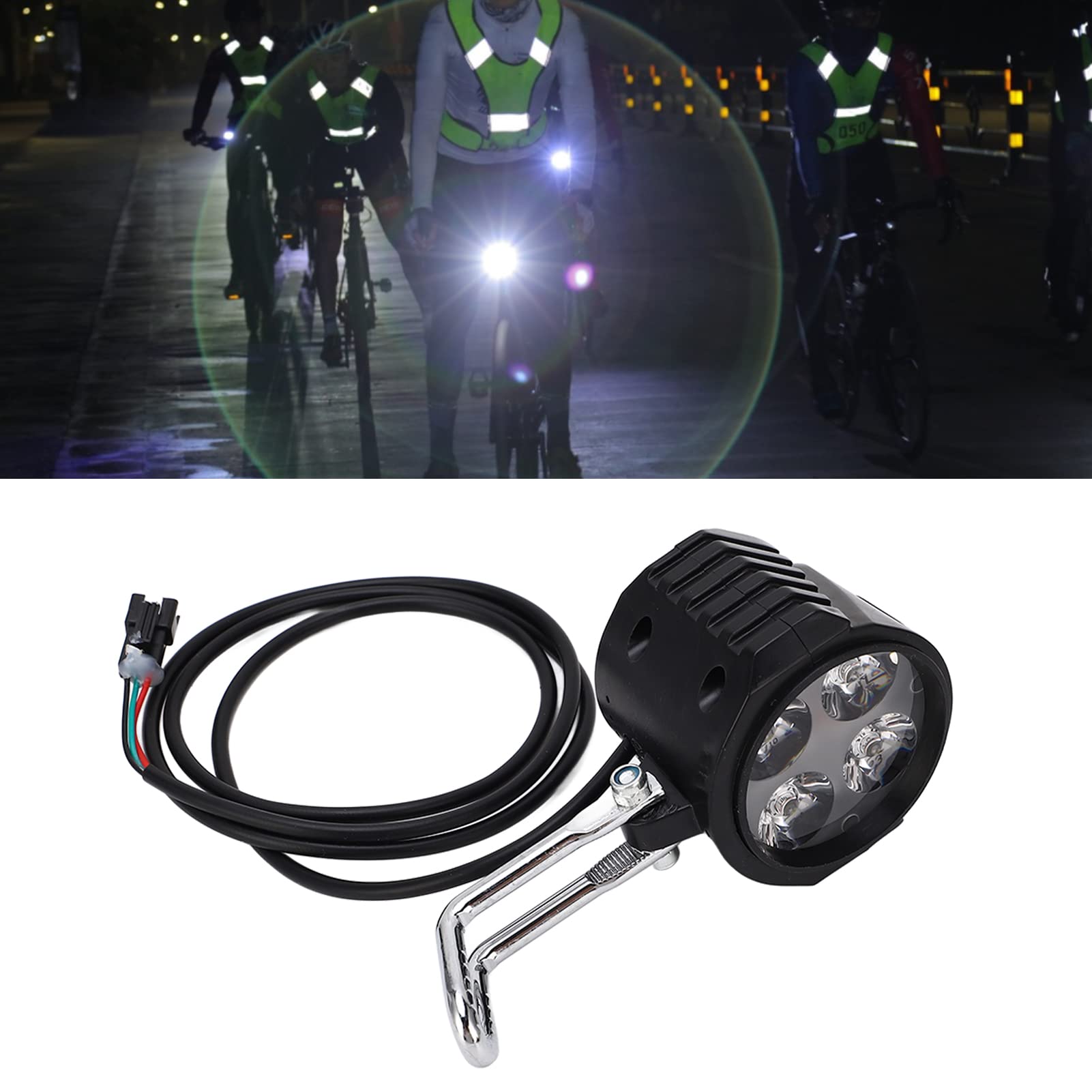 10 Inch 12-72V 2-in-1 Electric Scooter Front Light with Horn - Universal LED Headlight for E-Bikes, Bicycles & Scooters - Perfect for Night Riding & Commuting Safety