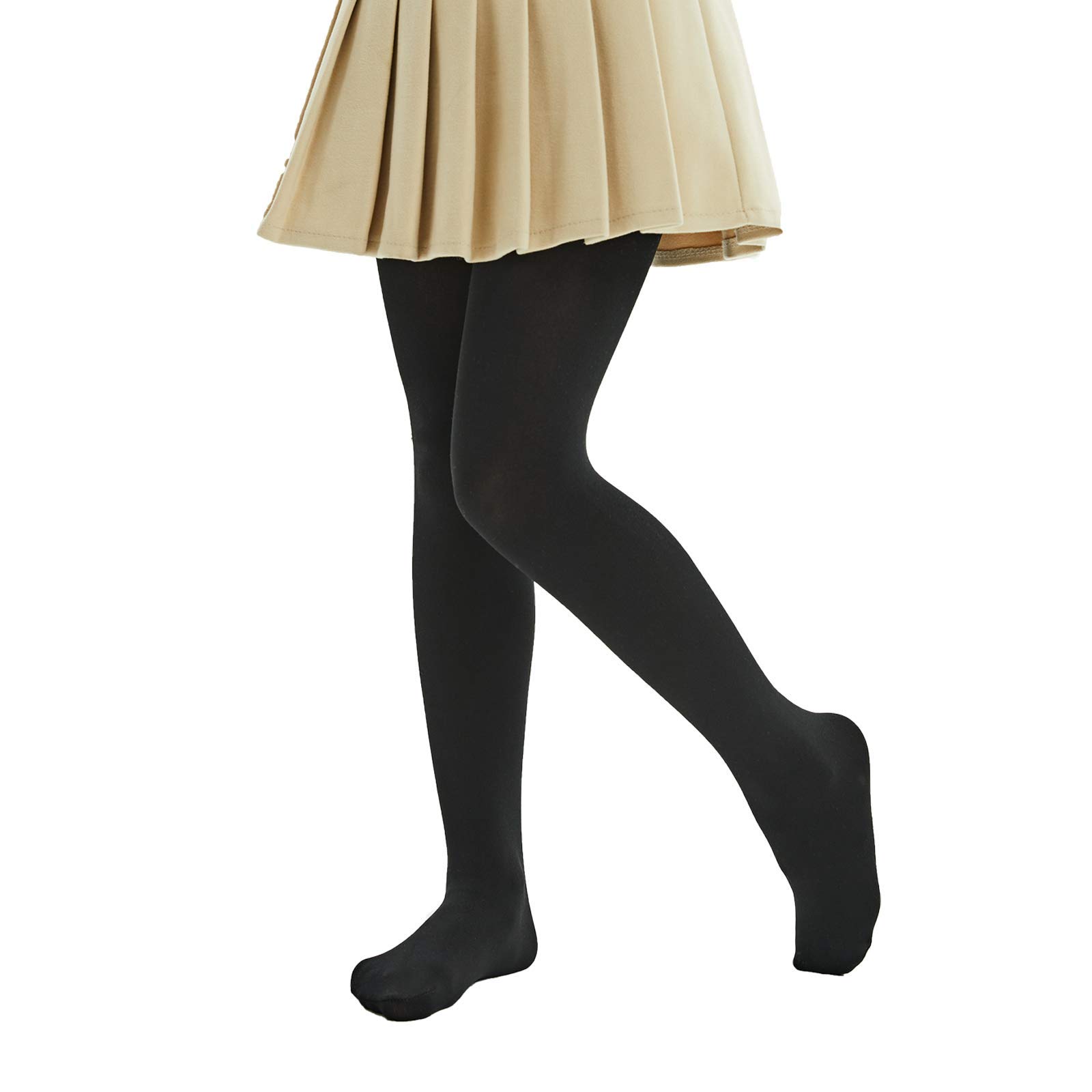 MANZI Girls Fleece Lined Winter Tights 400 Denier - Warm Thermal Footed Stockings, Thick Opaque Leggings for Toddlers & Kids - Perfect for Cold Weather, School, Playdates & Outdoor Activities
