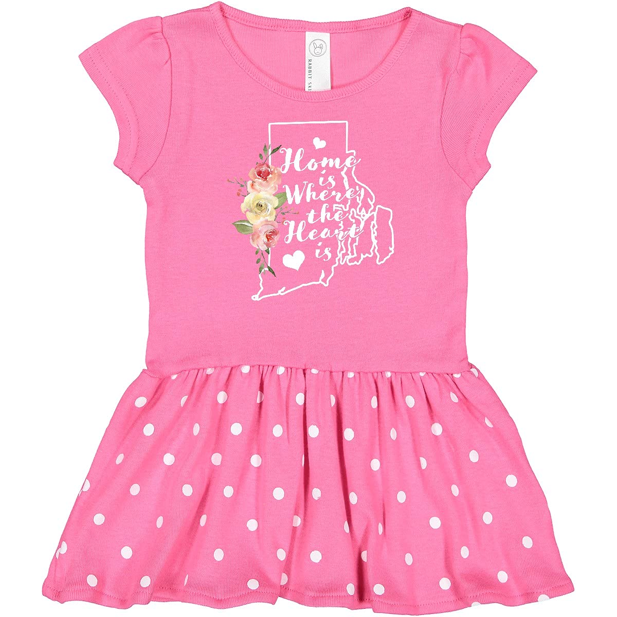 Inktastic Rhode Island Home is Where The Heart is Watercolor Print Baby Dress - Perfect for Family Photos, Holidays & Special Occasions