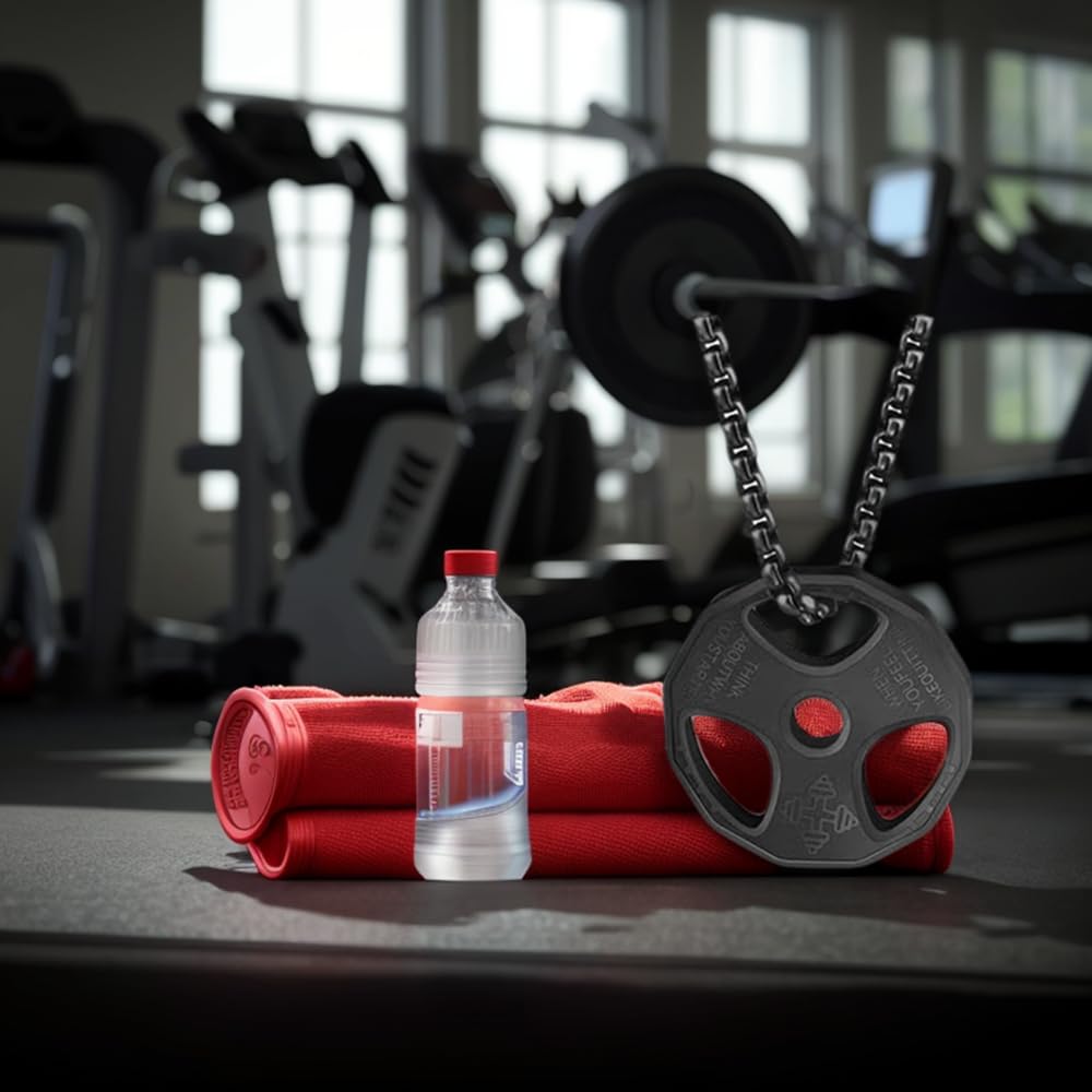 Stainless Steel Black Dumbbell Necklace - Weight Plate Barbell Pendant for Gym & Fitness Enthusiasts - Perfect Workout Jewelry Gift for Athletes