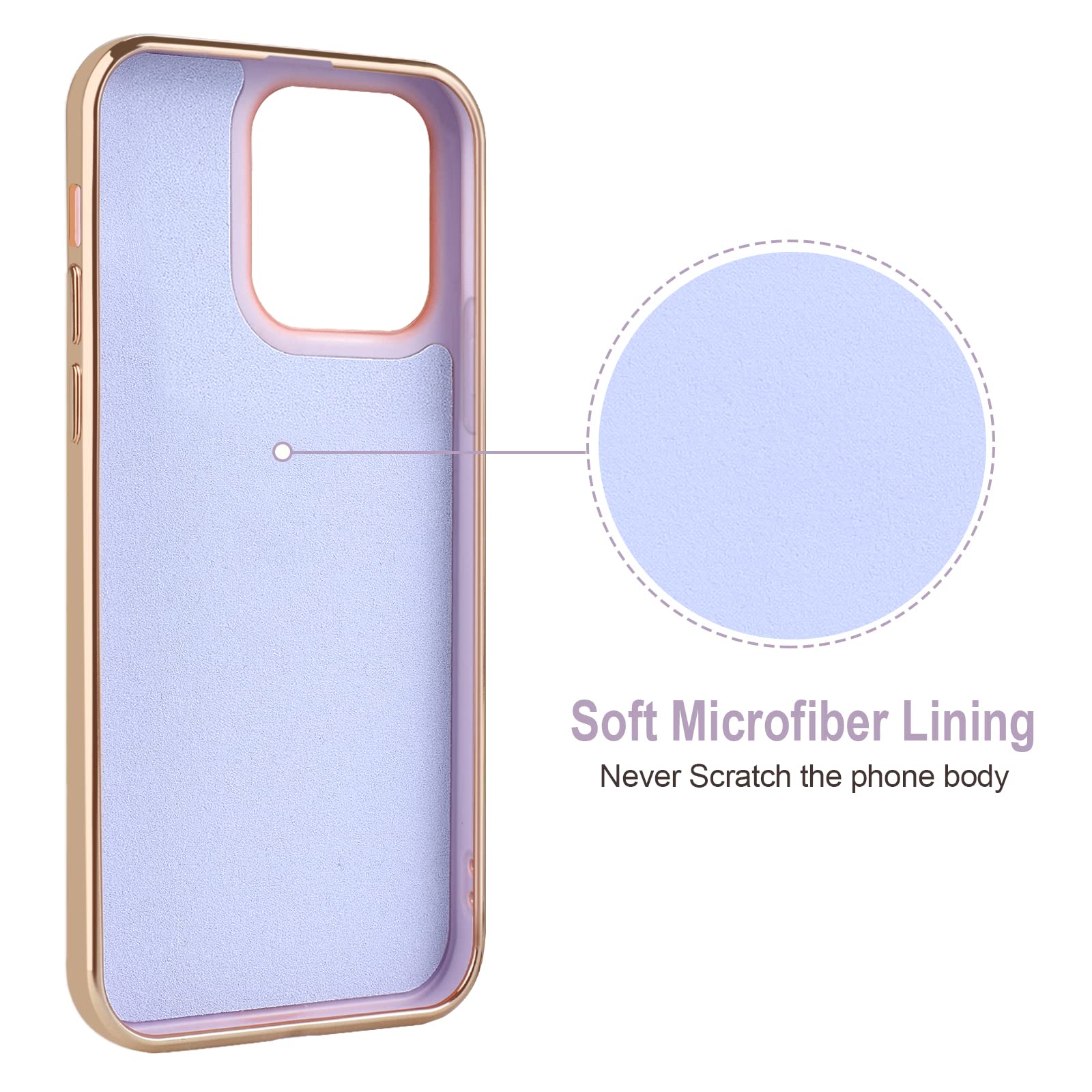 Hython Magnetic iPhone 13 Pro Case with 360° Rotatable Ring Stand & Kickstand - Rose Gold Plated Edge, Slim Soft TPU Luxury Phone Cover (Purple) - Perfect for Car Mounting, Hands-Free Viewing & Daily Protection