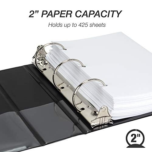 Samsill Economy 2 Inch Mini 3-Ring Binder - Round Ring, Non-Stick Customizable Cover, Made in USA - Black (12600) - Perfect for School, Office & Home Organization