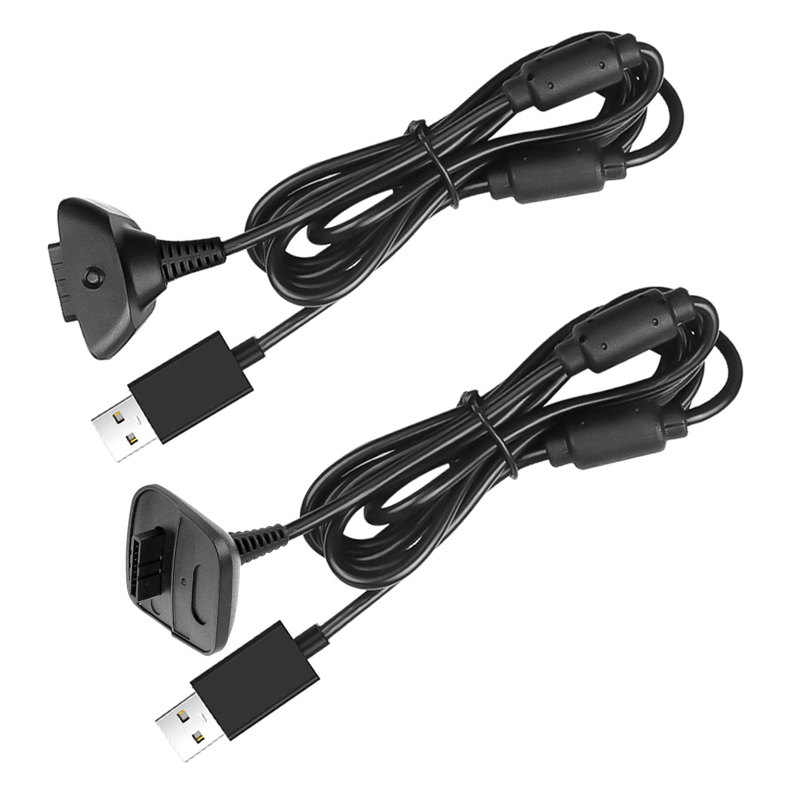 Reiso 2 Pack USB Charging Cable with Wireless Charger for Xbox 360 Controller - Fast Charging Cord Compatible with Xbox 360 Wireless Gamepad (Black) - Perfect for Gaming Sessions & Home Entertainment Setup