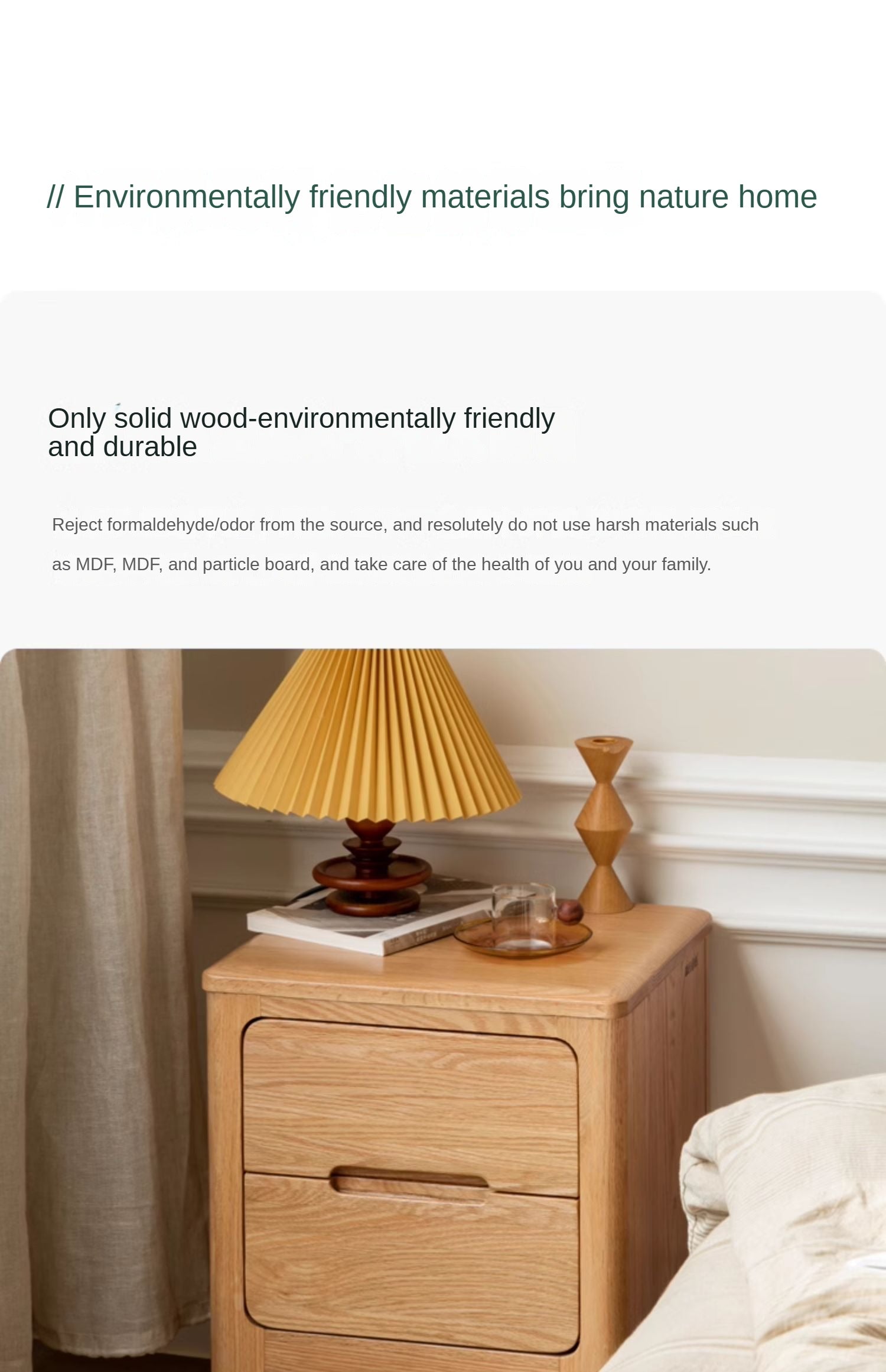 Solid Oak Wood Nightstand - Sturdy Bedside Table with Drawer for Bedroom, Living Room, or Guest Room - Perfect for Storage and Decor