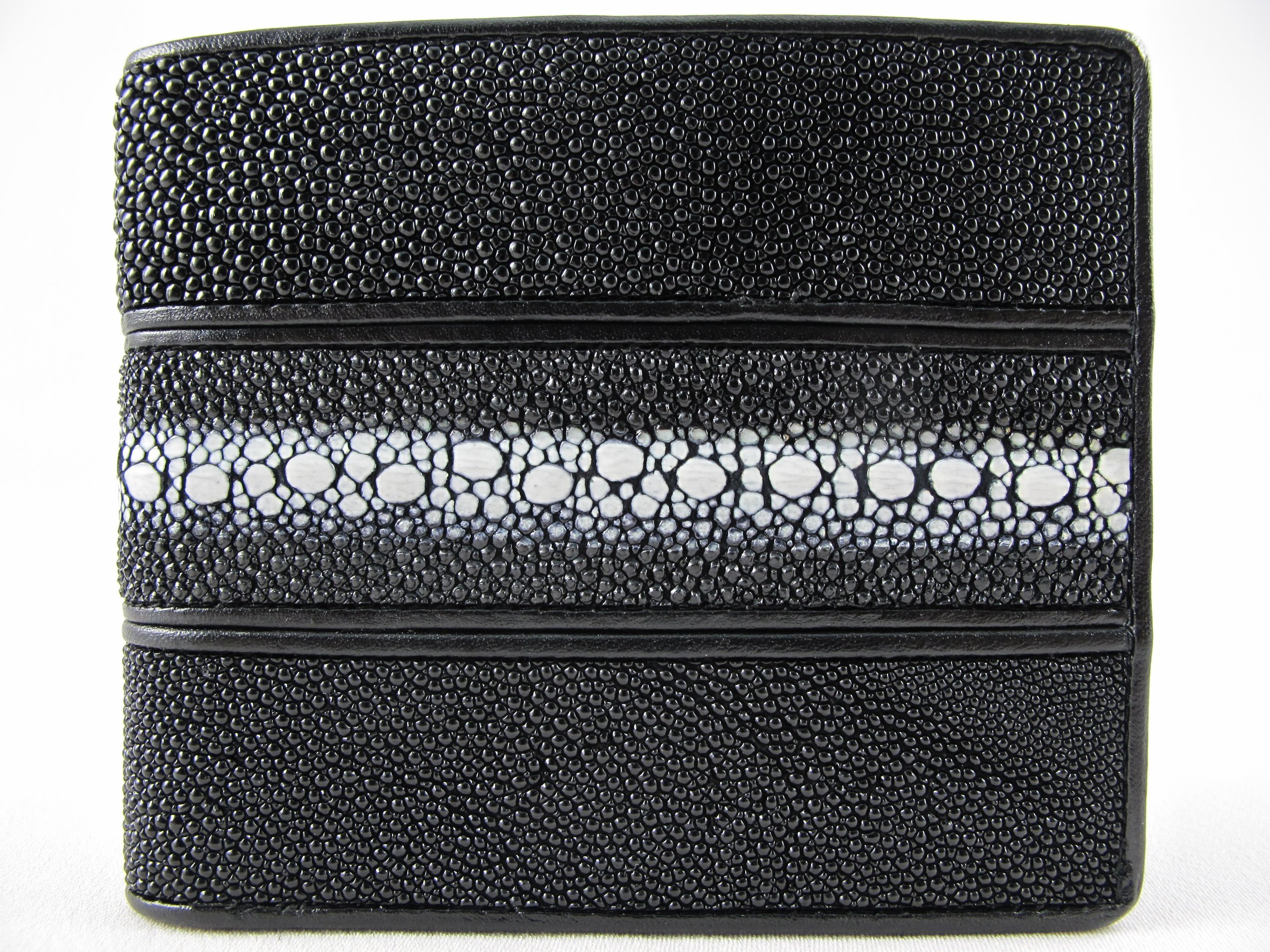 Genuine Row Diamond Stingray Skin Leather Bifold Wallet for Men - Luxury Slim RFID Blocking Credit Card Holder - Perfect for Business, Travel & Everyday Use