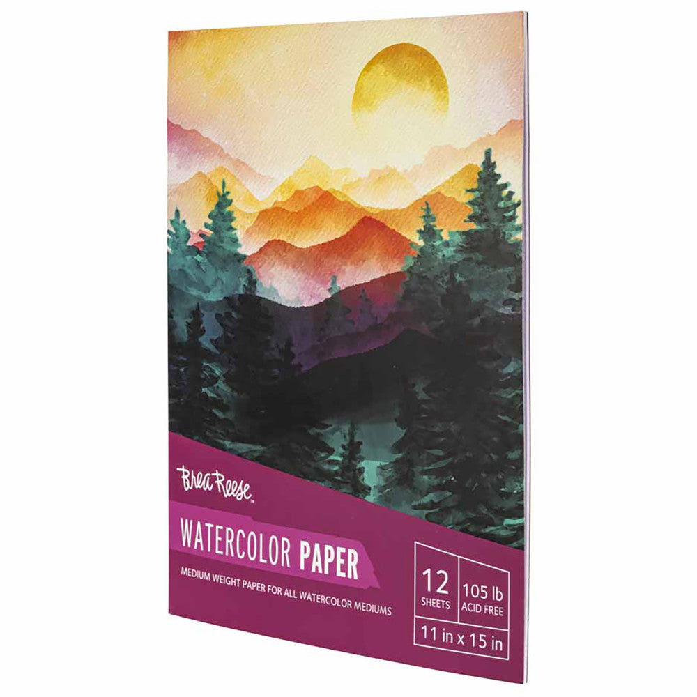 Brea Reese Watercolor Paper Pad - 50 Sheets, 11x15 Inches, 105lb Heavyweight, Acid-Free Cold Press Paper for Artists - Perfect for Watercolor Painting, Sketching & Mixed Media Art Projects