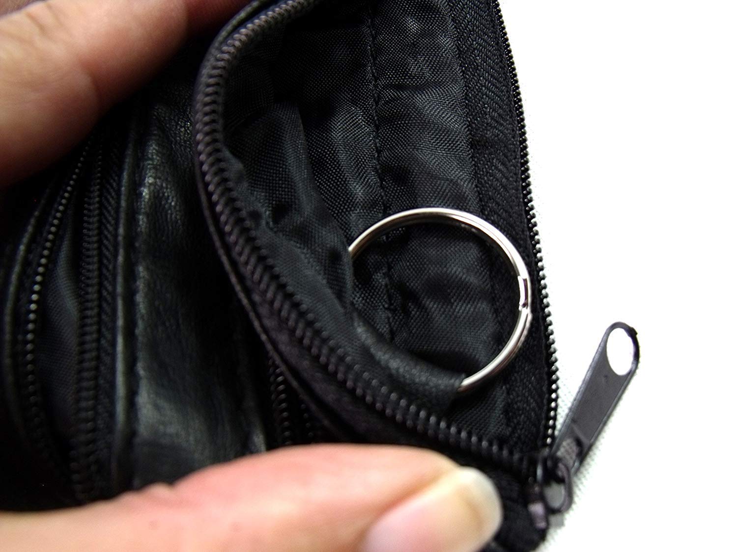 Men's Leather Key Holder with 4 Zips - Slim RFID Blocking Wallet for Keys & Cards - Perfect for Travel, Work, and Everyday Use