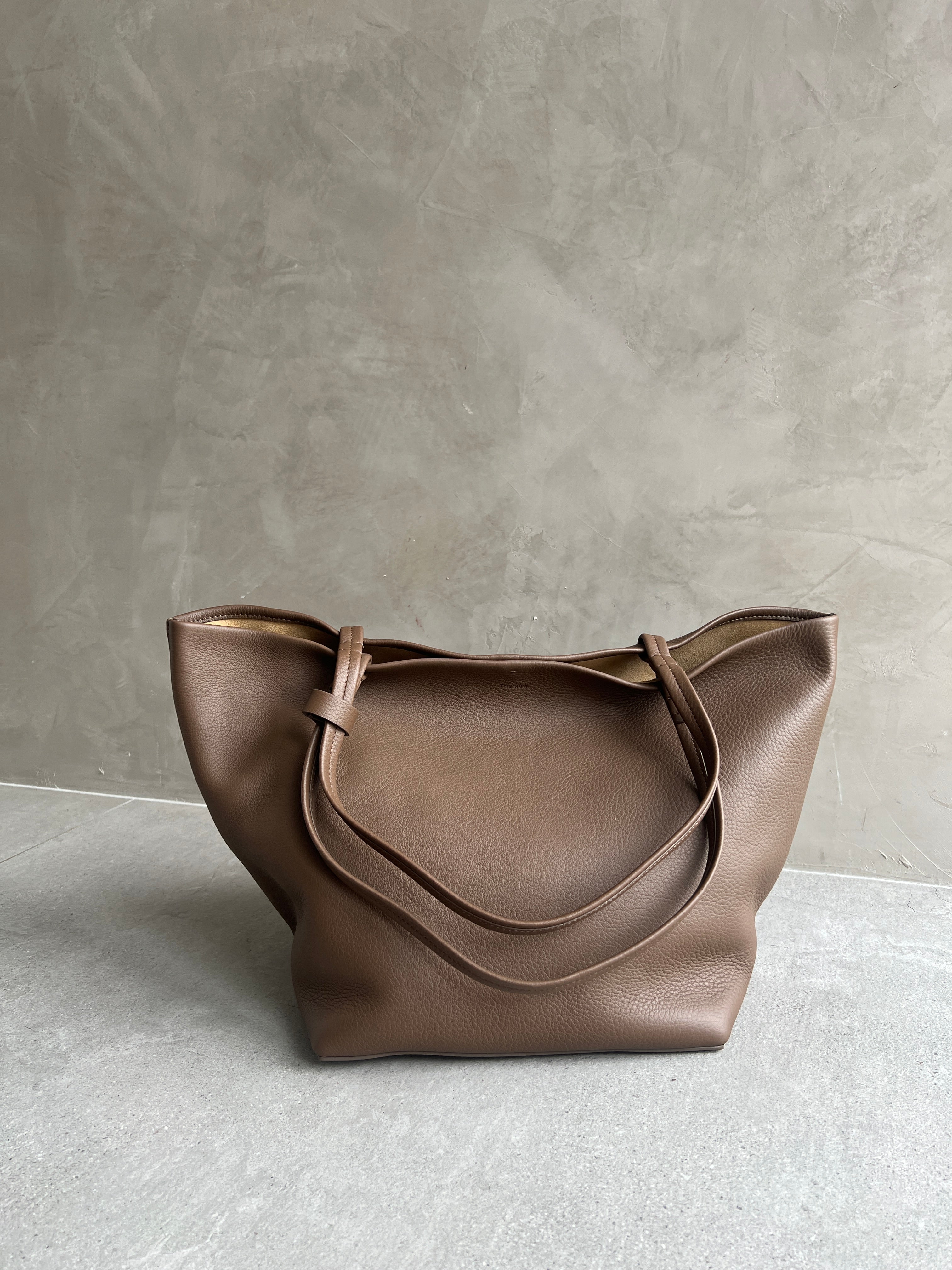 Premium Leather Park Tote Bag - Grain Textured Dark Olive Green Handbag for Women | Perfect for Work, Travel & Everyday Use
