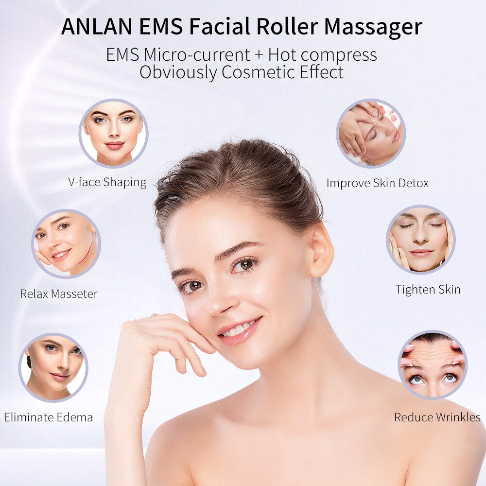 EMS V Face Massager Roller - Anti-Aging Facial Toning Device for Skin Tightening & Wrinkle Reduction | Perfect for Home Spa & Skincare Routine