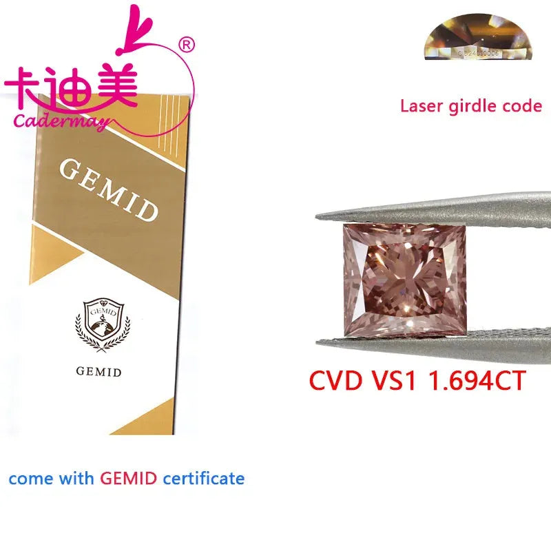 1CT Square Cut Brown CVD Lab Grown Diamond - VS1 Clarity, Loose Stone with Certification | Perfect for Wedding Rings, Fine Jewelry Making & Engagement Ring Settings