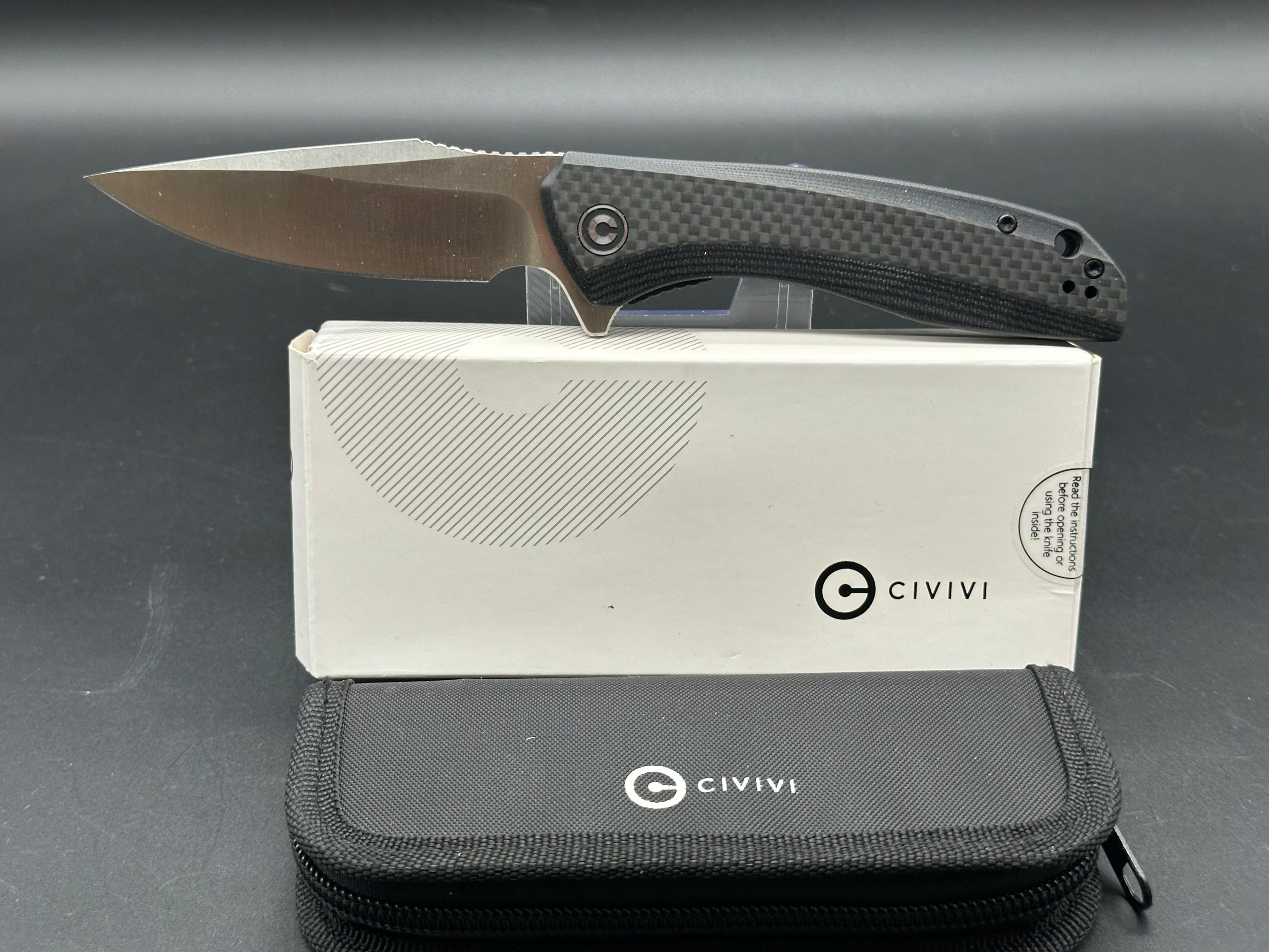 CIVIVI Baklash Flipper Liner Lock Knife - G10/Carbon Fiber Handle, 3.5