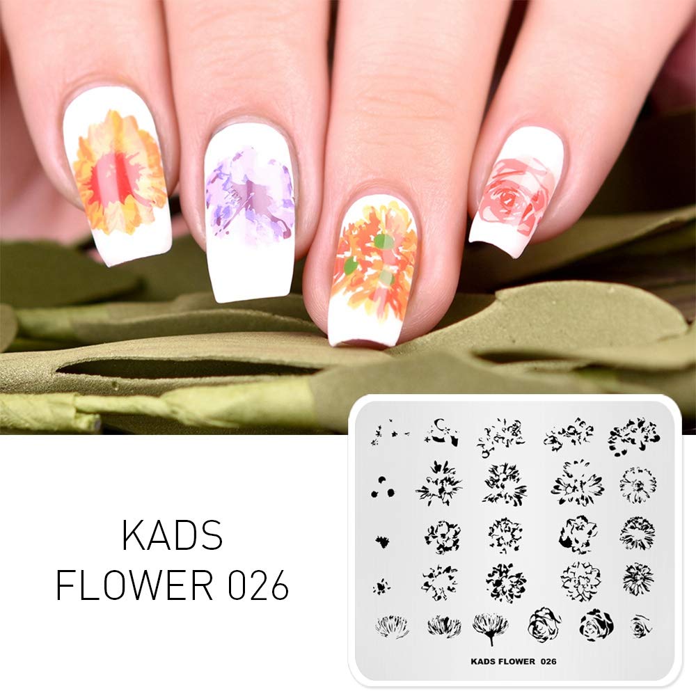 6 Pcs Nail Art Stamping Plates Set - Floral Butterfly Bunny Designs for DIY Manicure & Nail Decoration | Includes 1 Polish Stamper | Perfect for Home Salon, Parties & Gifts