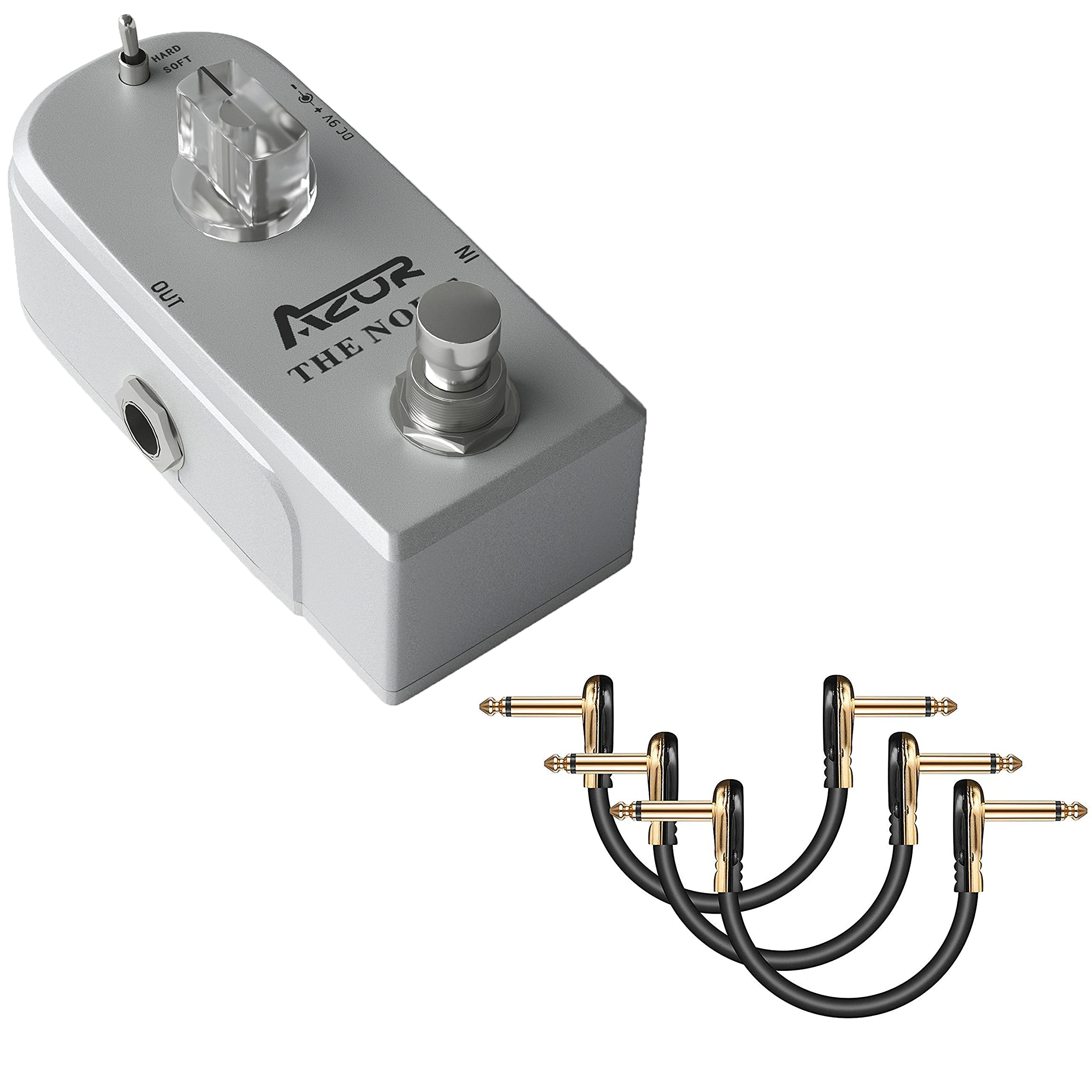 AZOR The Noise Killer Guitar Effect Pedal with 3 Gold-Plated Patch Cables - Professional Noise Reduction for Electric Guitar, Bass & Pedalboard Setup | Perfect for Live Performances & Studio Recording