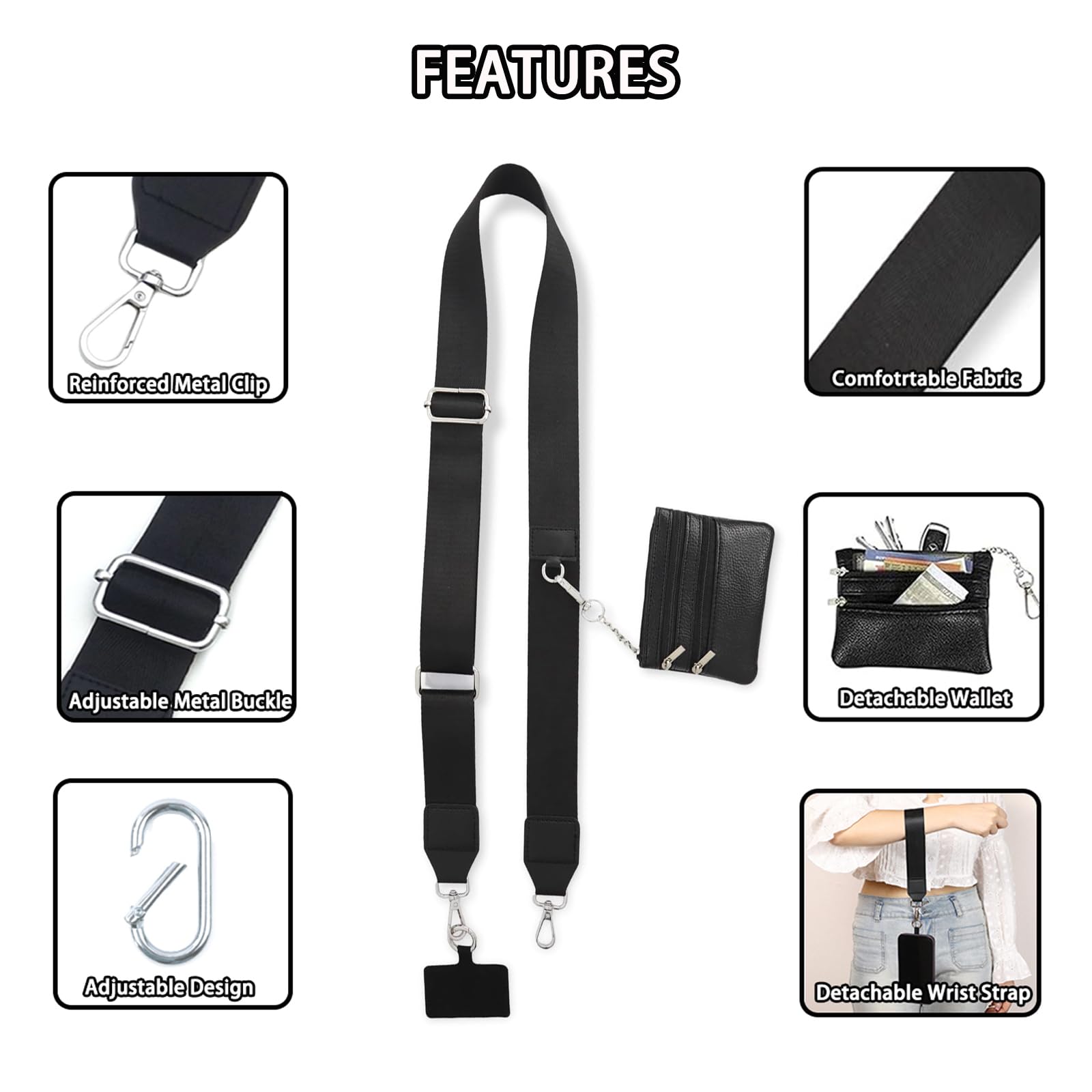 Women's Crossbody Phone Holder with Adjustable Strap & Zippered Pouch - Secure Hands-Free Phone Case for Running, Shopping & Travel - Perfect Gift for iPhone & Android Users