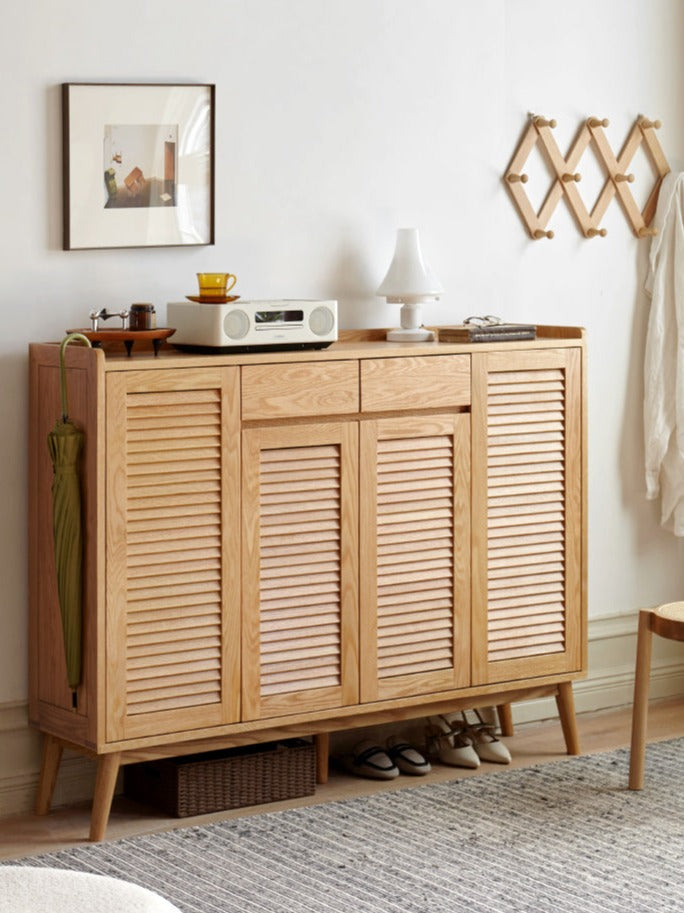 Solid Oak Wood Shoe Cabinet - Sturdy Entryway Storage Organizer for Shoes, Boots & Accessories | Perfect for Hallway, Closet & Mudroom Organization