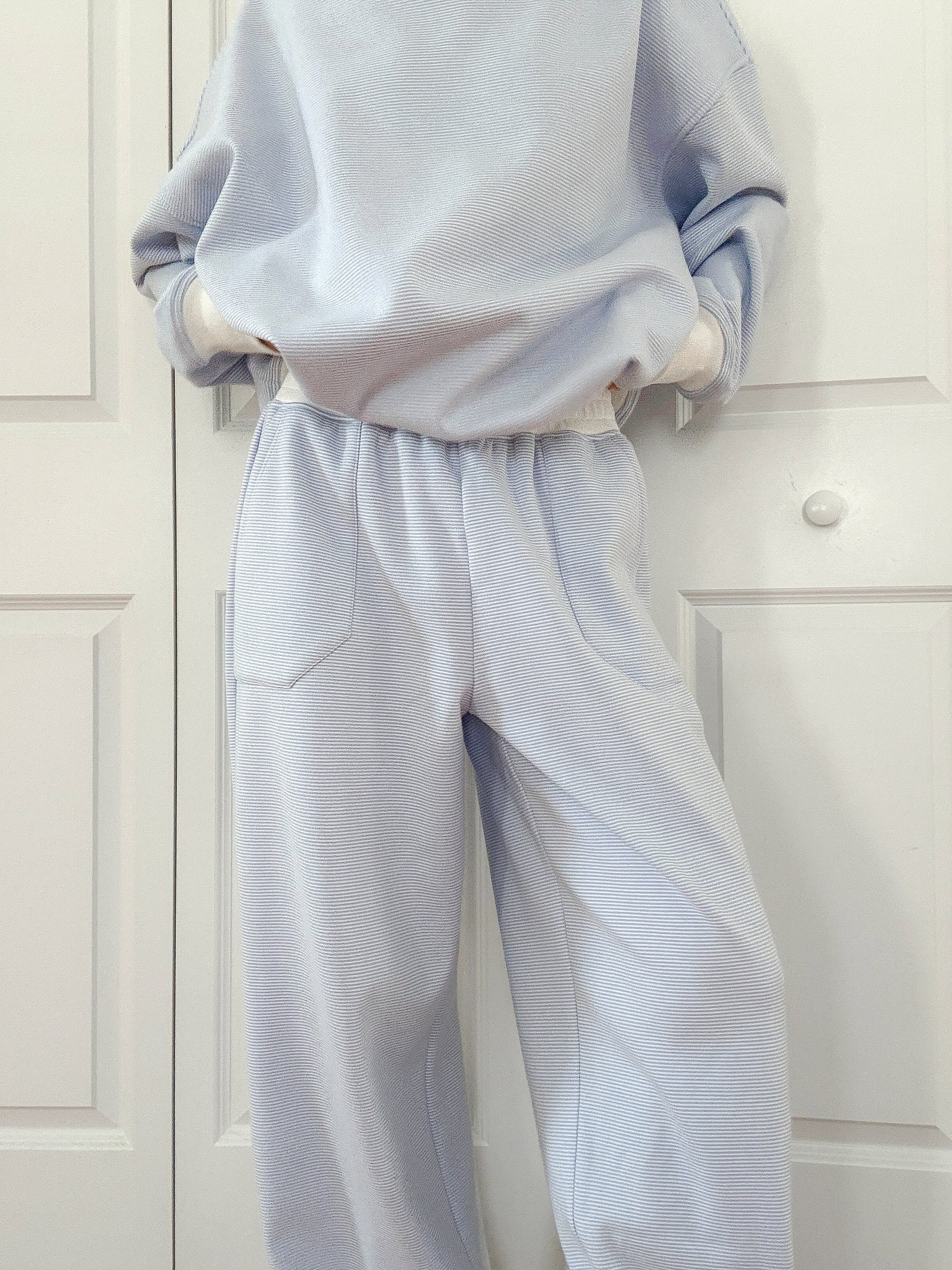 Nixon Mini Striped Sweatpants for Women - Blue and White Casual Joggers | Perfect for Lounge Wear, Yoga, and Running