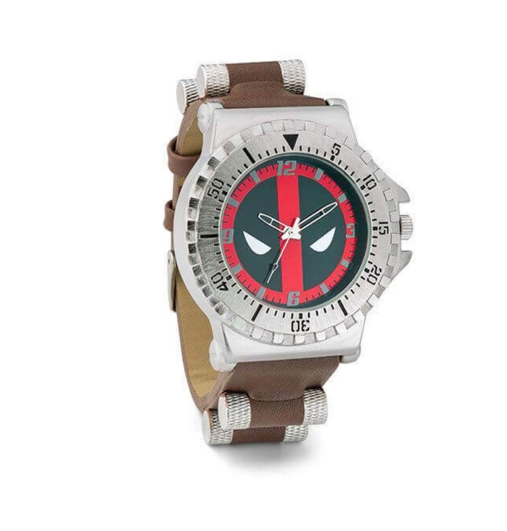 Deadpool Logo Watch for Men - Marvel Superhero Stainless Steel Wristwatch - Perfect for Cosplay, Gifts, and Comic Fans