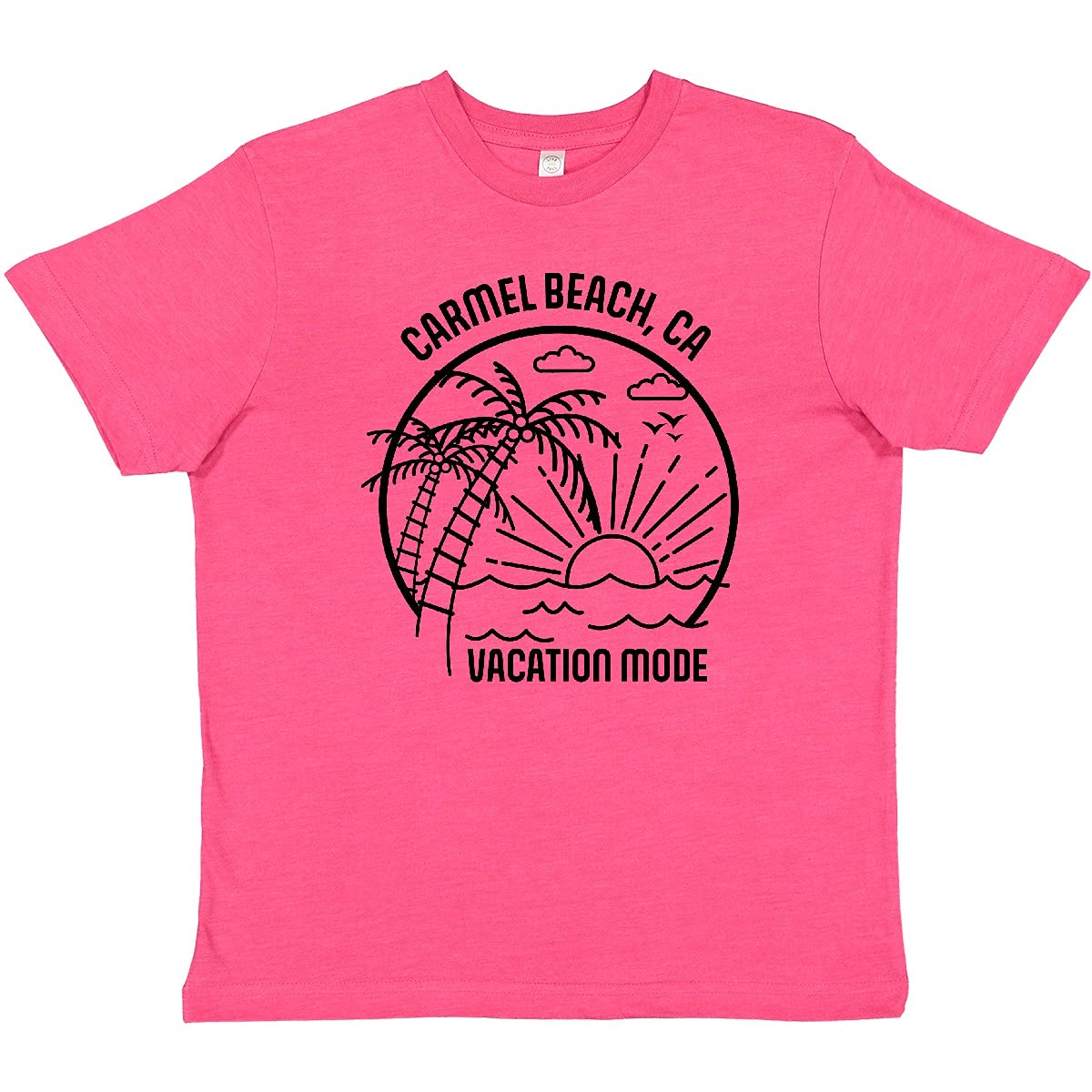 Inktastic Summer Vacation Mode Carmel Beach California Youth T-Shirt - Comfortable Kids Travel Tee for Beach Trips & Family Vacations