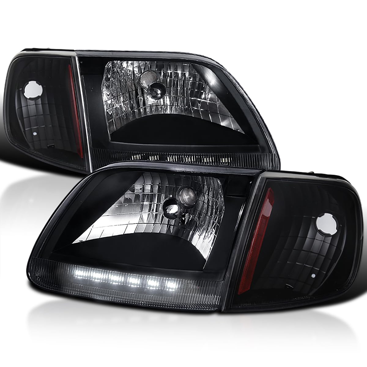 Spec-D Tuning LED Headlights & Corner Lights Turn Signal Lamp Pair - Compatible with 1997-2003 Ford F150 (Left & Right) - Upgrade Your Truck Lighting for Night Driving & Off-Road Adventures