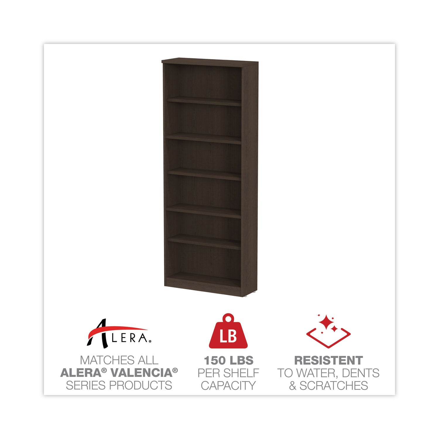 Alera Valencia 6-Shelf Bookcase - 31.75