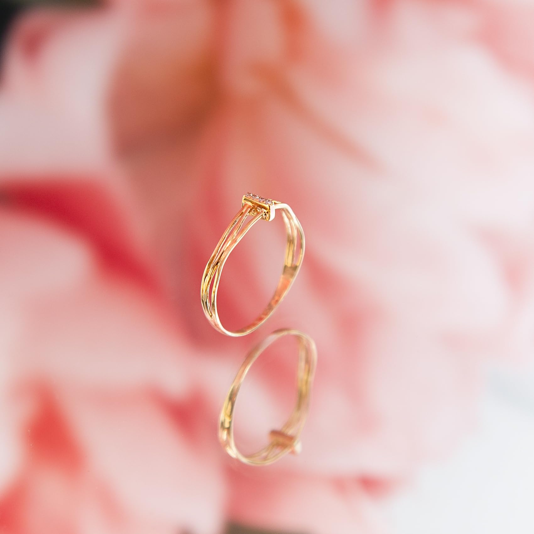 Carissima 9ct Yellow Gold Diamond Triple Wave Ring for Women - Elegant Stackable Jewelry for Weddings, Anniversaries & Special Occasions