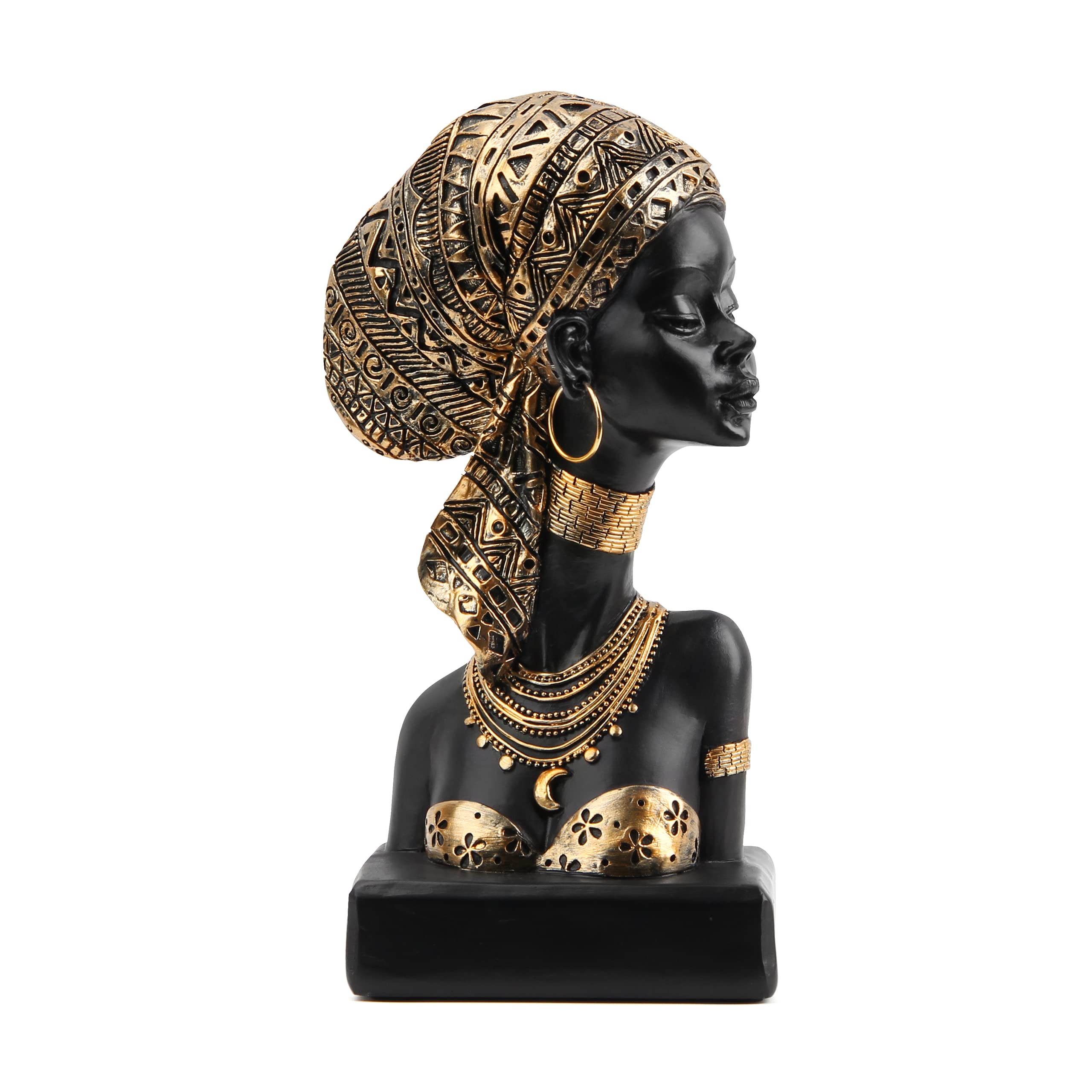 Modern African Lady Bust Statue - Handcrafted Home Decor for Shelf, Bookshelf, Desk & Table - Perfect for Living Room, Bedroom & Office Decor | African Art Sculpture for Cultural Home Accents