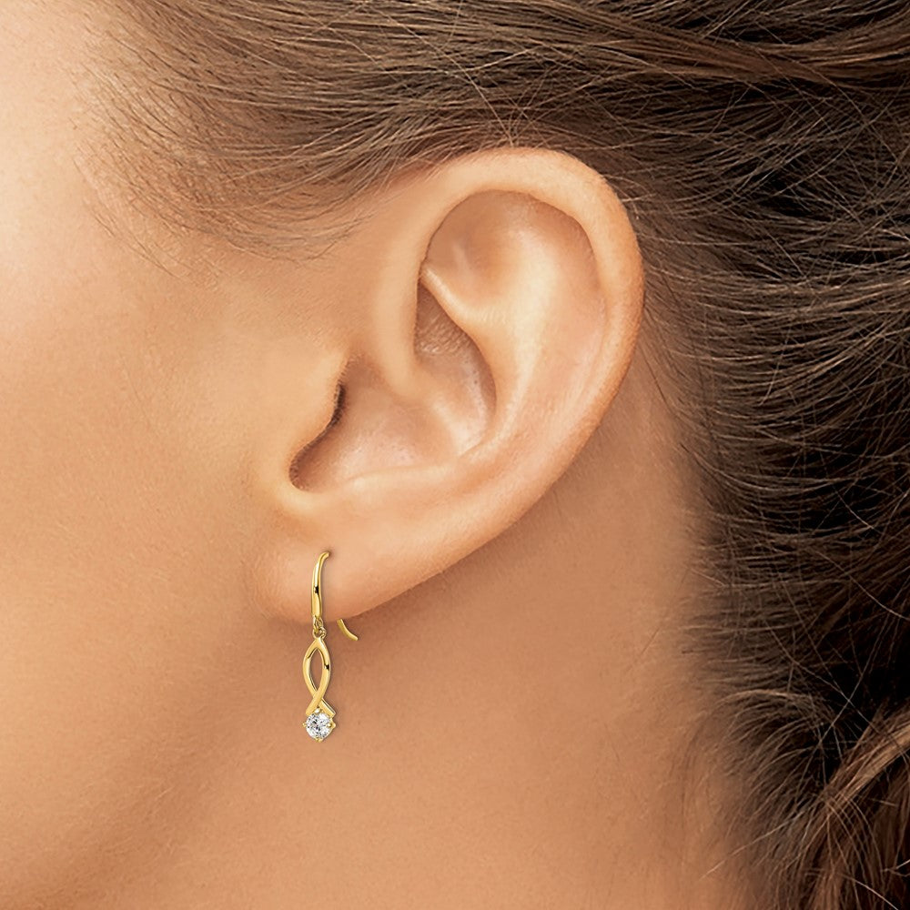 14K Gold Plated CZ Dangle Earrings for Women - Elegant Drop Earrings with Cubic Zirconia Stones - Perfect for Parties, Weddings & Evening Events (Model YE1935)