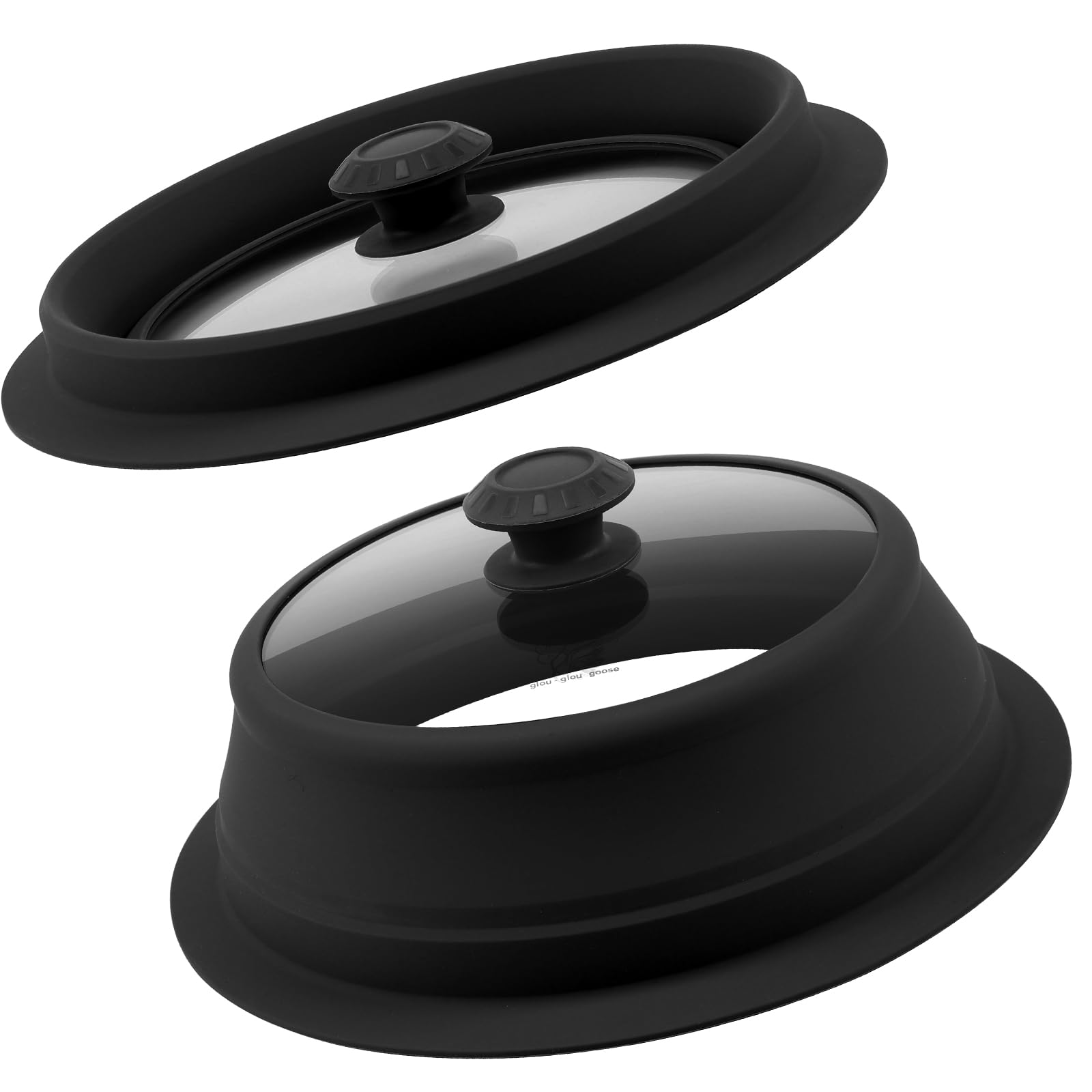 **10.5-11 Inch Universal Vented Tempered Glass Lid for Stockpot, Steamer Pot & Pan – Microwave Safe, Collapsible Silicone Cover – Perfect for Cooking, Steaming & Microwave Use**