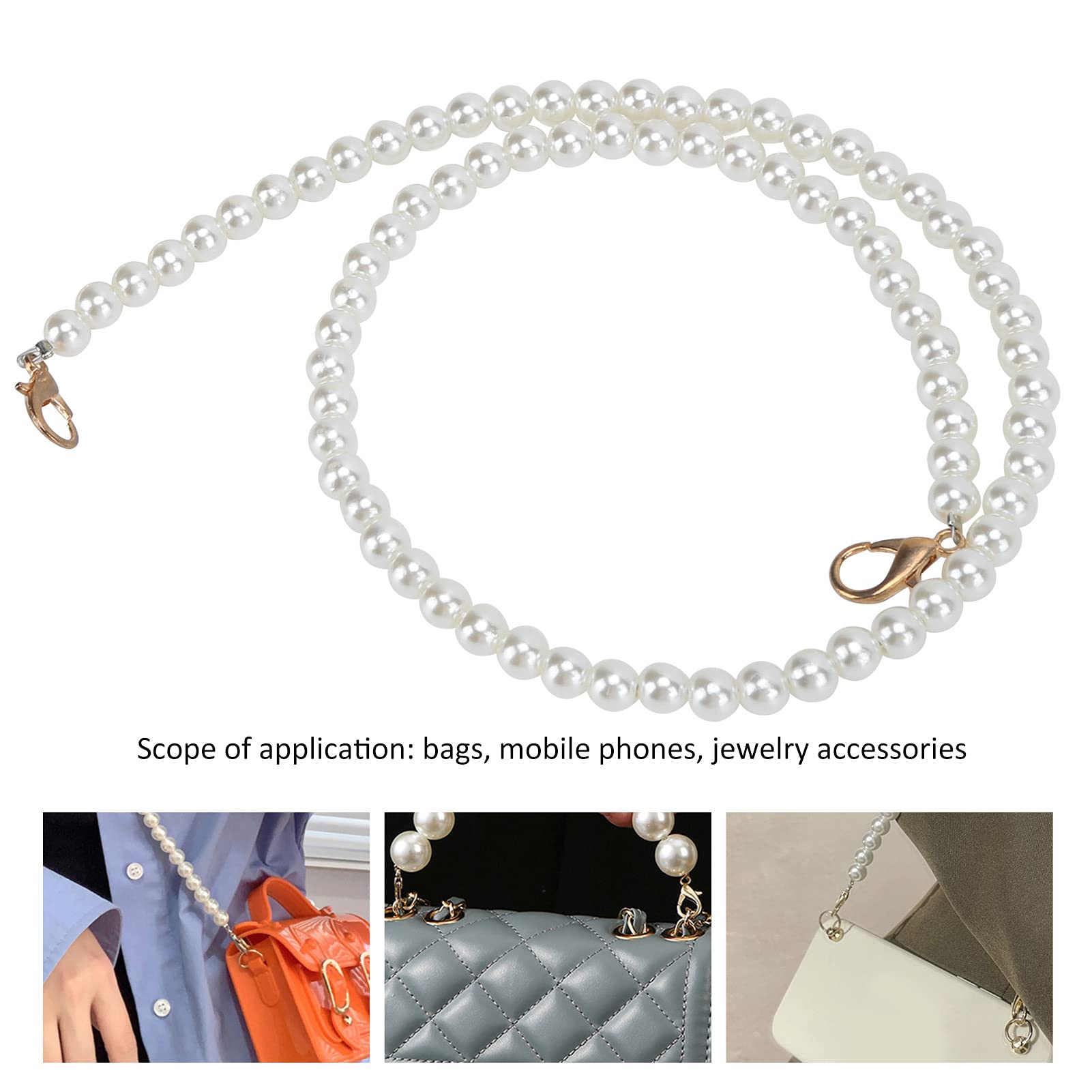 2PCS Pearl Beaded Bag Straps - 60cm Adjustable Purse Chains for Handbags, Wallets & Phone Accessories | Elegant DIY Replacement Strap for Women's Purses, Perfect for Daily Use, Parties & Gift Giving