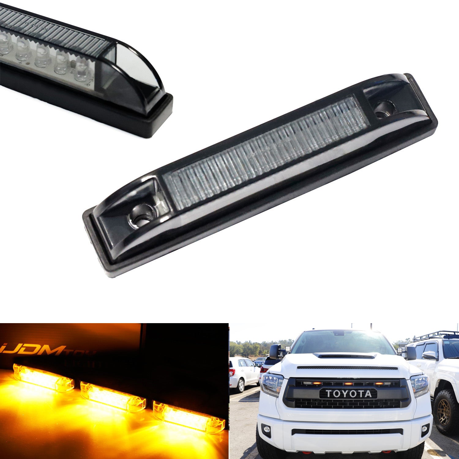 3PCS Smoke Lens LED Grille Running Light Kit for 2014-2021 Toyota Tundra with TRD Pro Grill - Durable Off-Road Lighting for Night Driving & Truck Customization