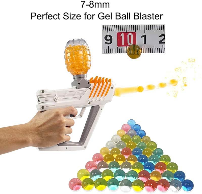 7-8mm Gel Ball Beads Refill - 120,000 PCS (Blue, Orange, Mixed Colors) for Gel Blaster, Splat Ball Guns & Outdoor Shooting Games