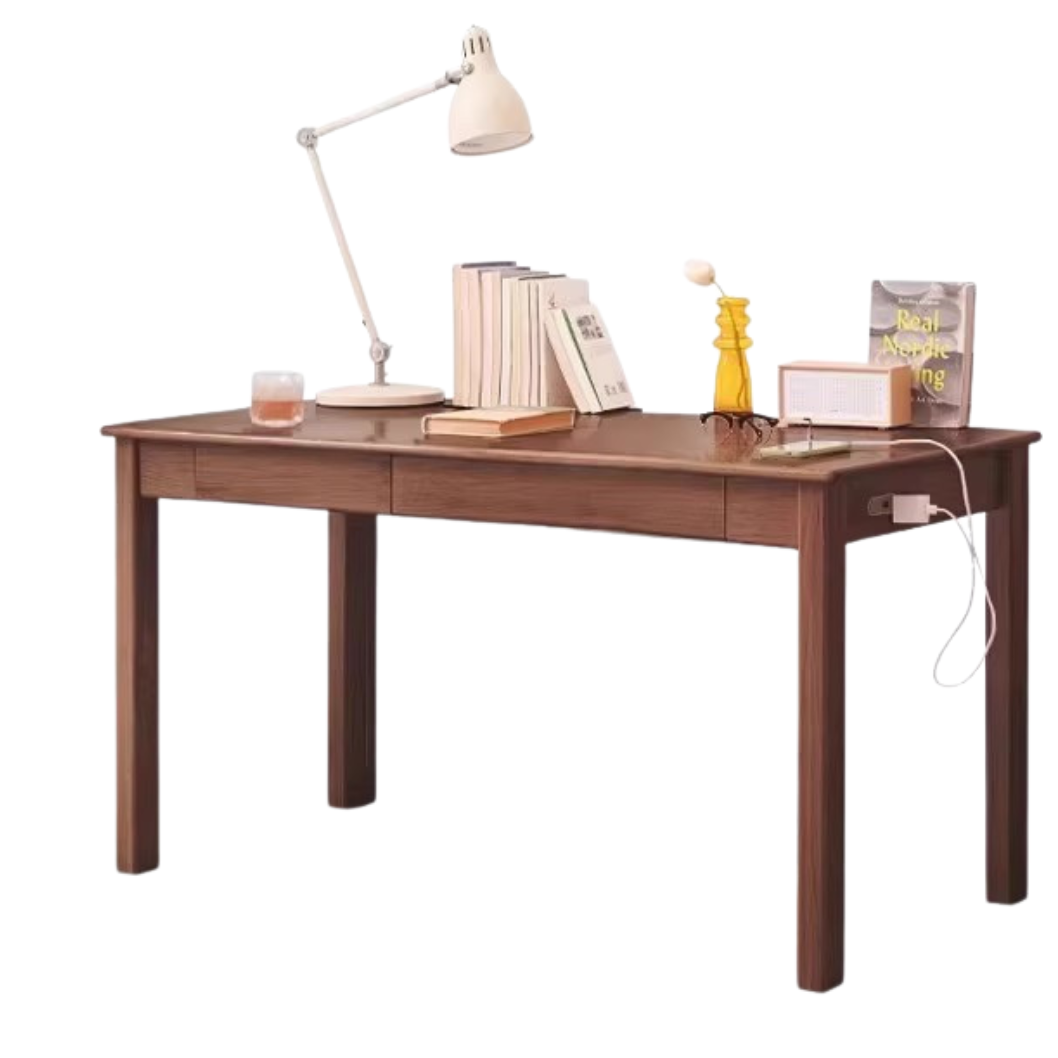 Premium Solid Oak & Ash Wood USB Office Desk - Modern Home & Workspace Furniture for Productivity & Organization | Perfect for Remote Work, Study & Office Setup