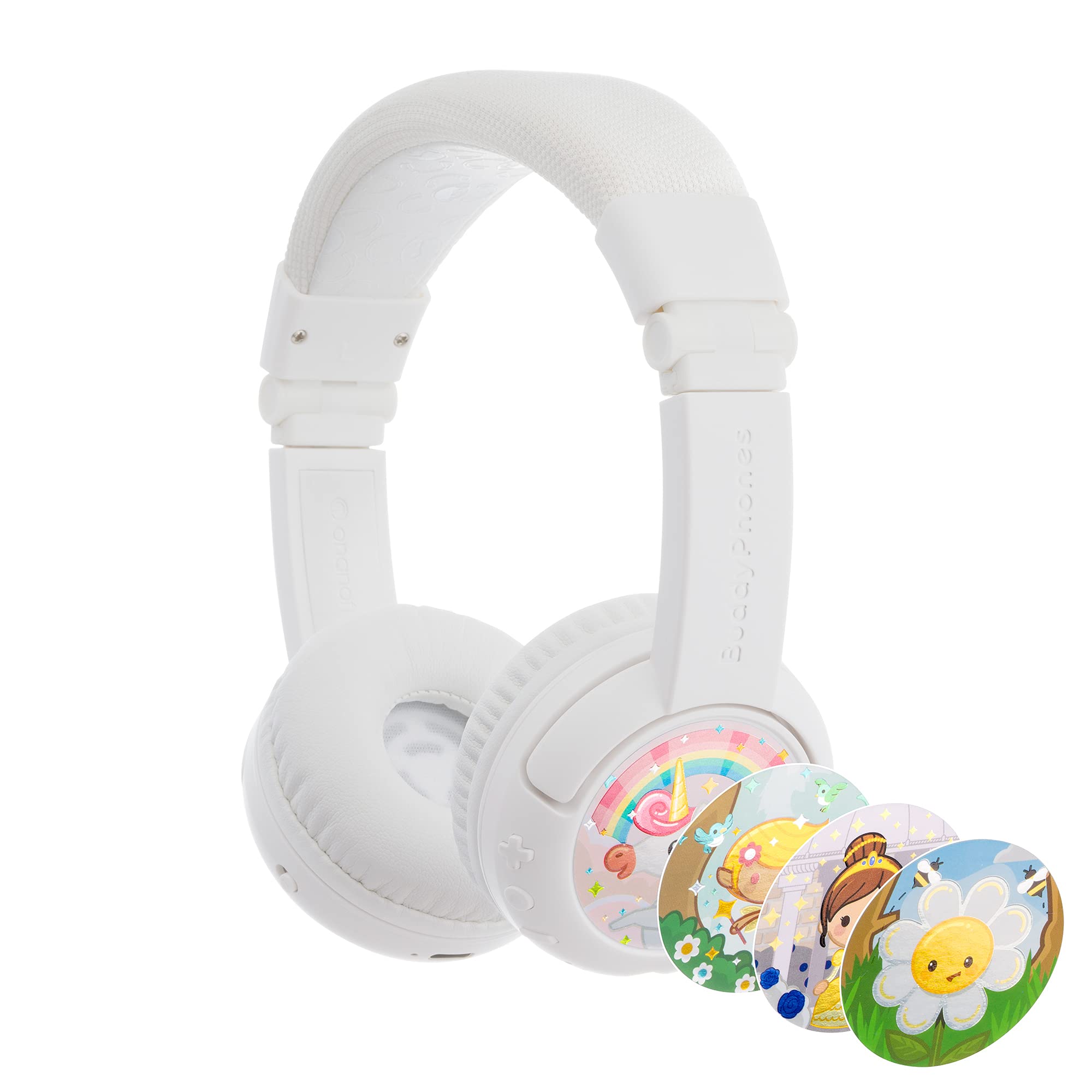 BuddyPhones Play+ Wireless Kids Headphones Bundle - Rose Pink & Snow White | Bluetooth Headset for Children | Perfect for School, Travel & Online Learning