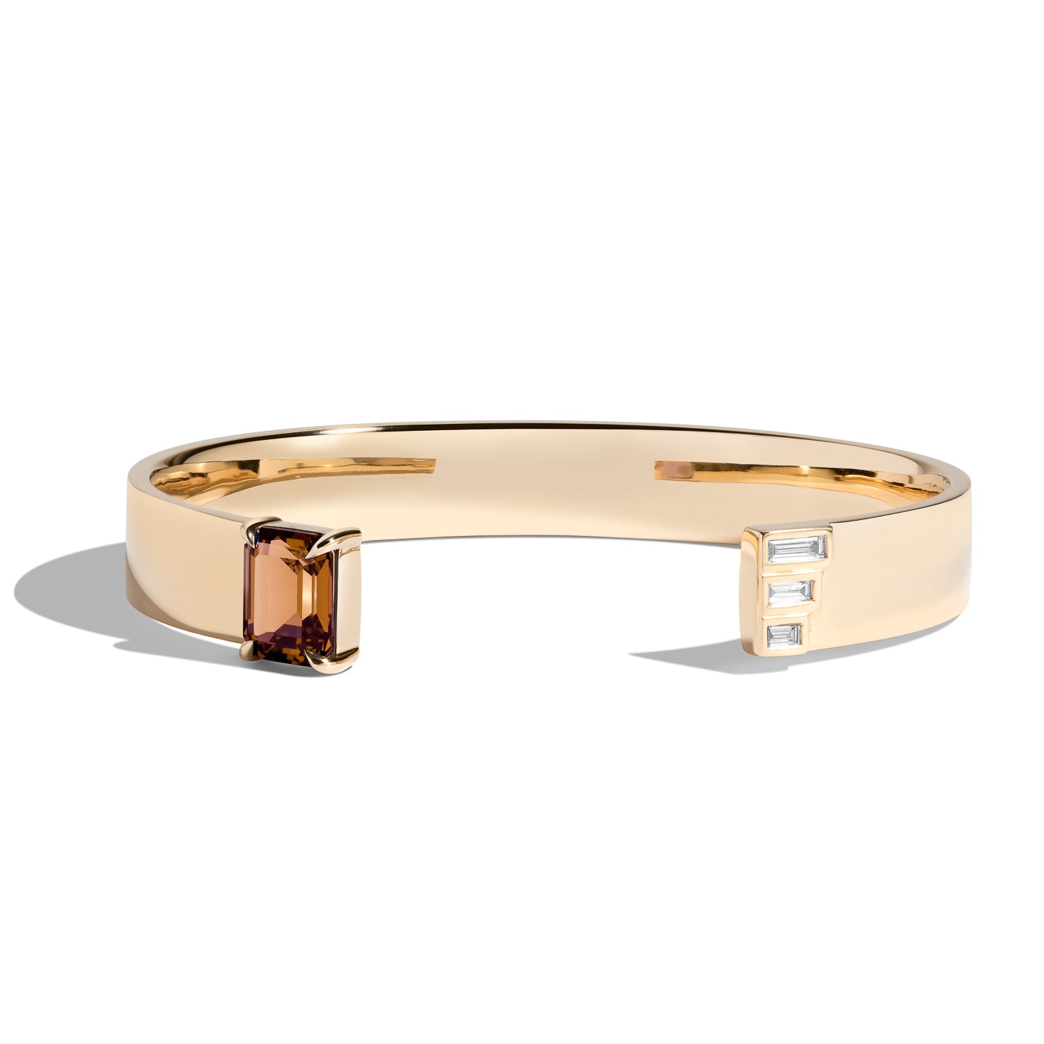 Emerald Cut Cuff Bracelet with Baguette Diamonds - Elegant Jewelry for Women, Perfect for Weddings & Special Occasions
