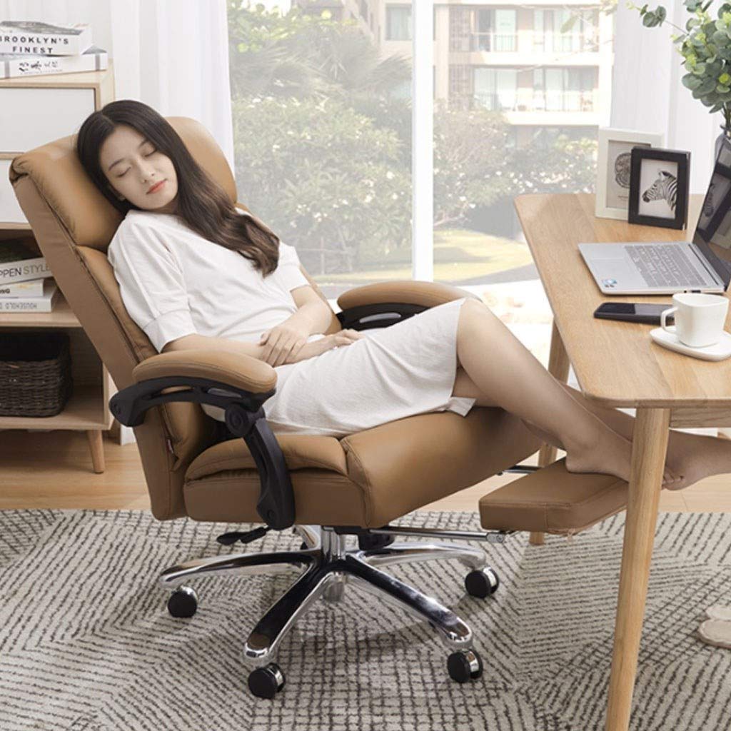 FMOGE Ergonomic Office Chair - High Back Executive Desk Chair with Extra Padding, Reclining & Swivel, Faux Leather Computer Chair for Home & Office (Black, Without Footrest) - Perfect for Long Work Hours, Gaming & Remote Work