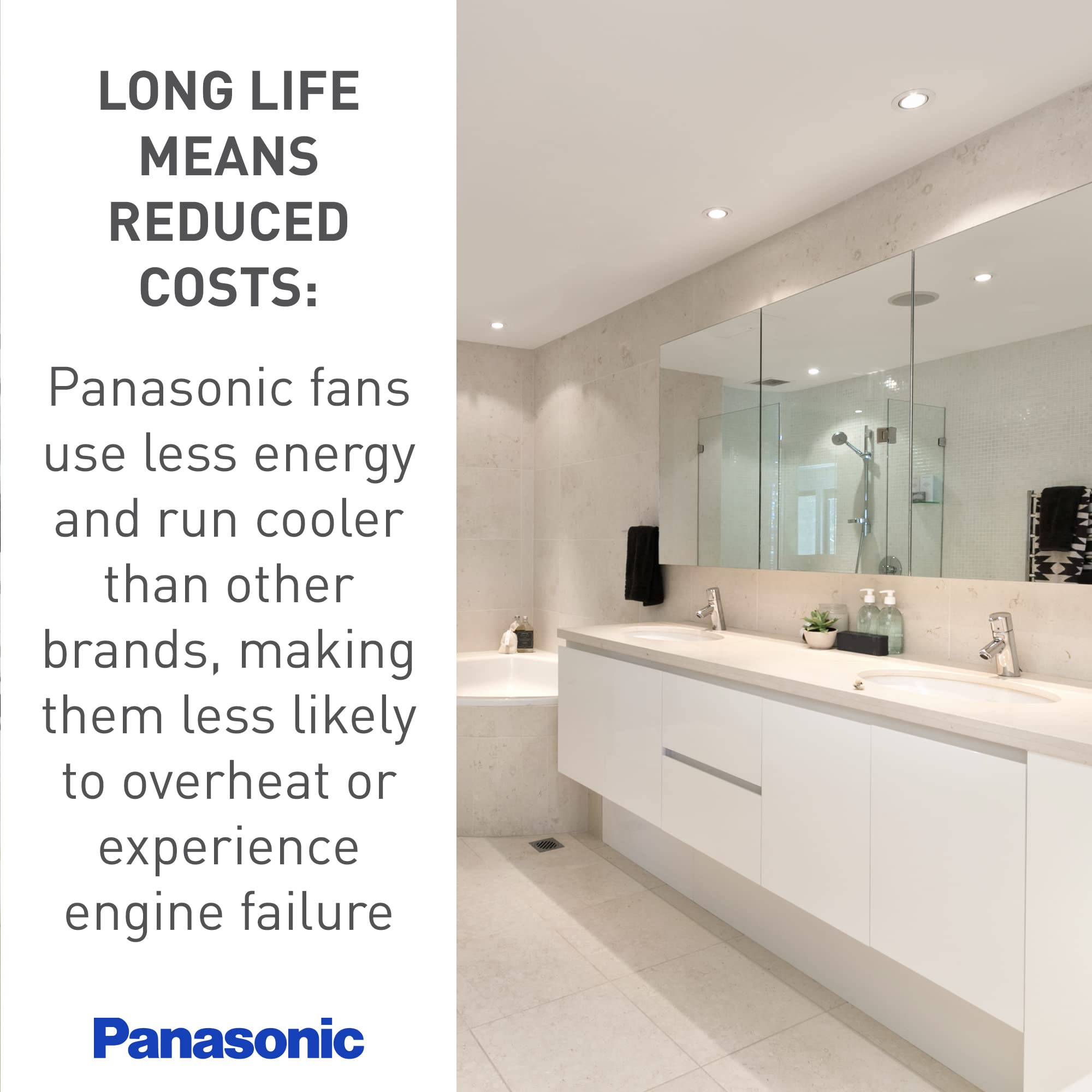 Panasonic FV-40VQ4 WhisperCeiling Spot Ventilation Fan - 390 CFM Ultra Quiet Bathroom Exhaust Fan with Energy Star Rating - Perfect for Bathrooms, Laundry Rooms & Small Kitchens