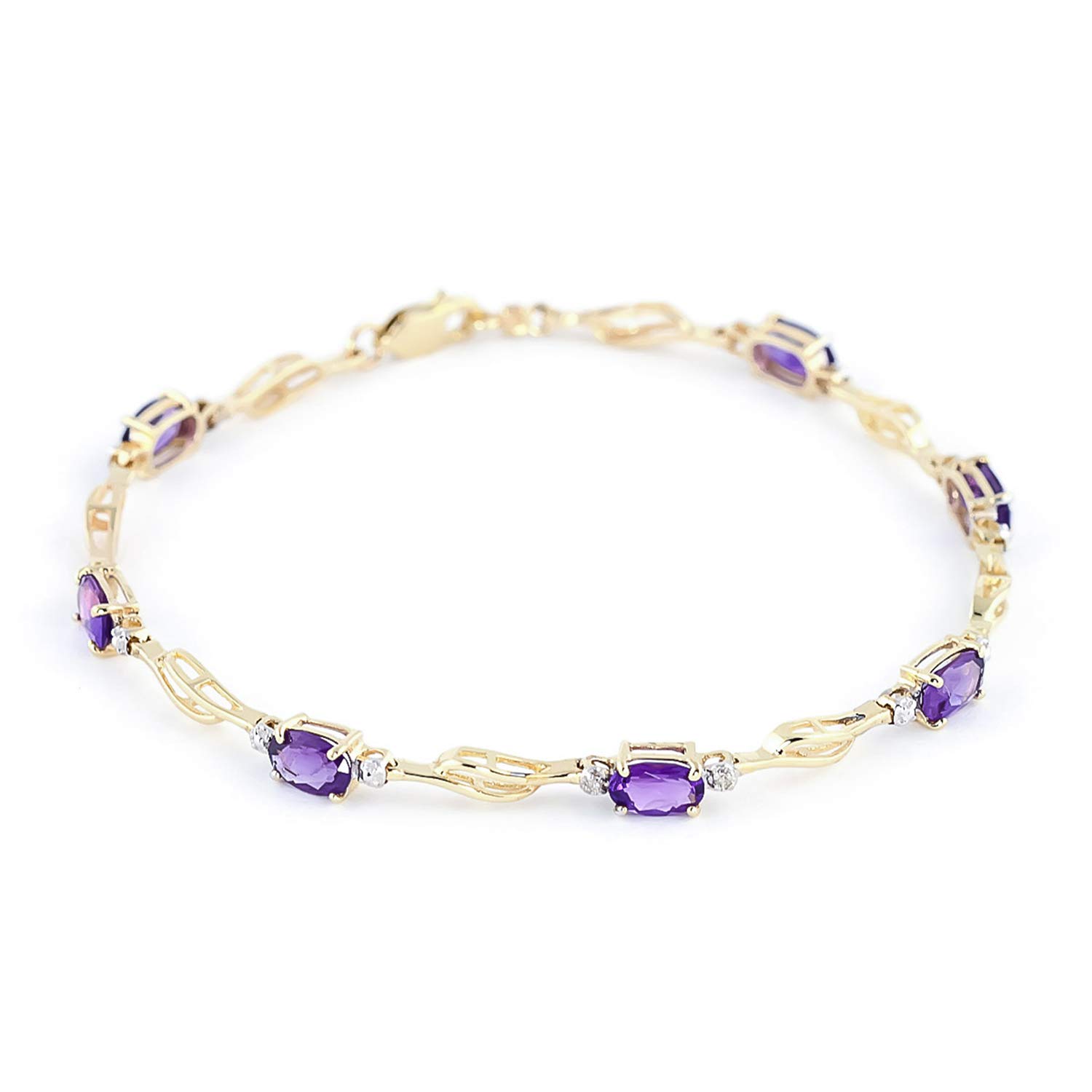 14K Solid Gold Tennis Bracelet with 2.96 Carat Amethyst & Diamonds | Elegant Jewelry for Women | Perfect for Parties, Weddings & Special Occasions