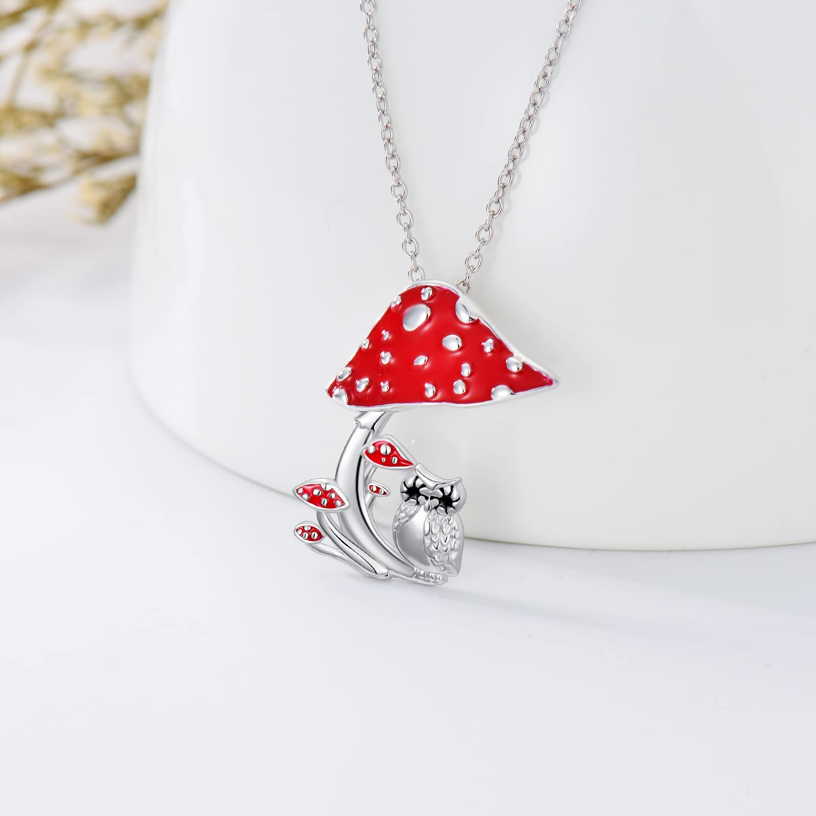 925 Sterling Silver Mushroom Frog Necklace - Cute Botanical Jewelry Gift for Women, Wife, Girlfriend, Sister | Birthday, Anniversary, Valentine's Day Present | Perfect for Nature Lovers, Outdoor Adventures & Boho Fashion
