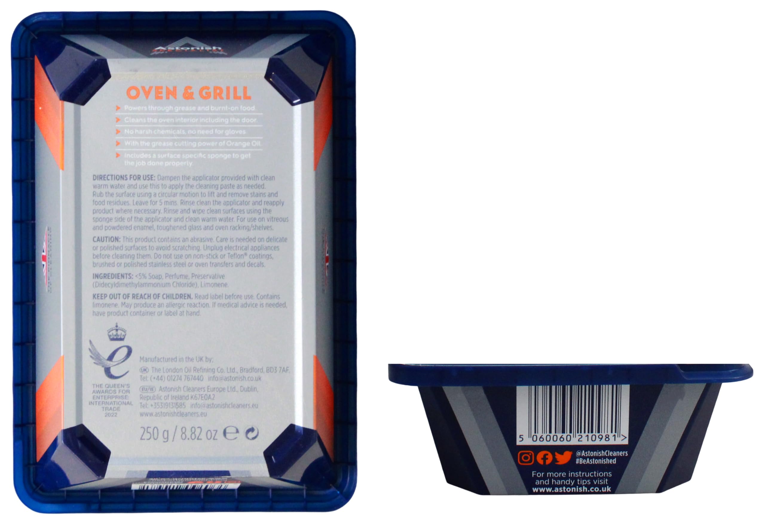Astonish Specialist Oven & Grill Cleaner with Sponge - 250g | Powerful Stain Remover for Kitchen Appliances, BBQ Grills & Cookware