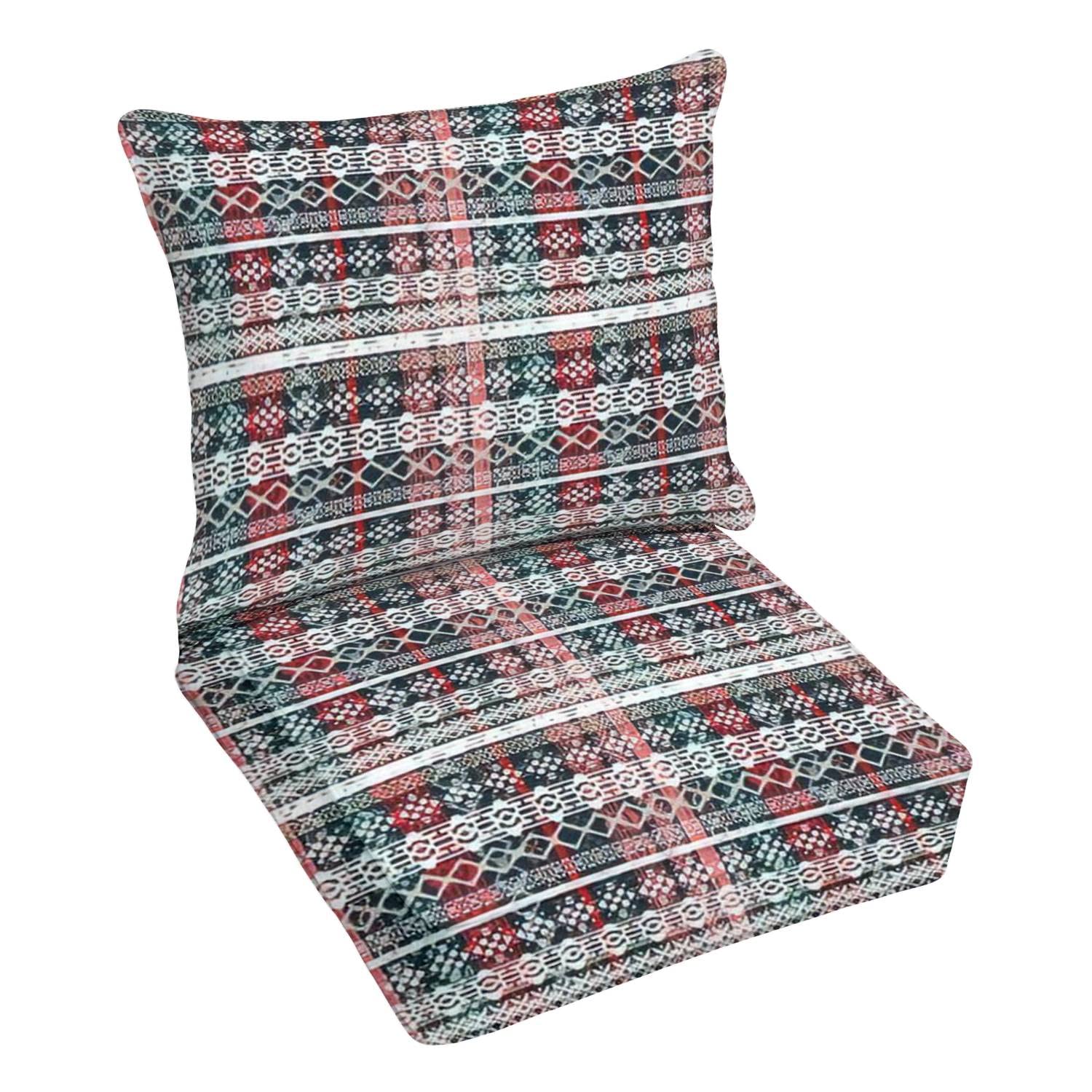 Premium Outdoor Deep Seating Cushion Set - Waterproof Ethnic Tribal Print Replacement Cushions for Patio Furniture, Lounge Chairs & Conversation Sets - Perfect for Backyard, Poolside & Garden Relaxation