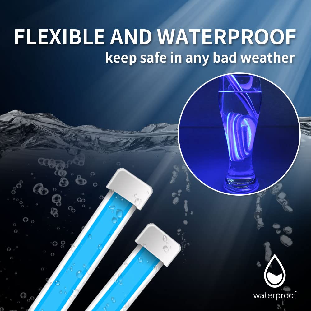 Teguangmei 47.2 Inch (120cm) Flexible Waterproof LED Car Hood Light Bar - Blue Daytime Running Light for SUV, Truck, and Universal 12V Vehicles | Perfect for Night Driving, Off-Roading & Car Decoration