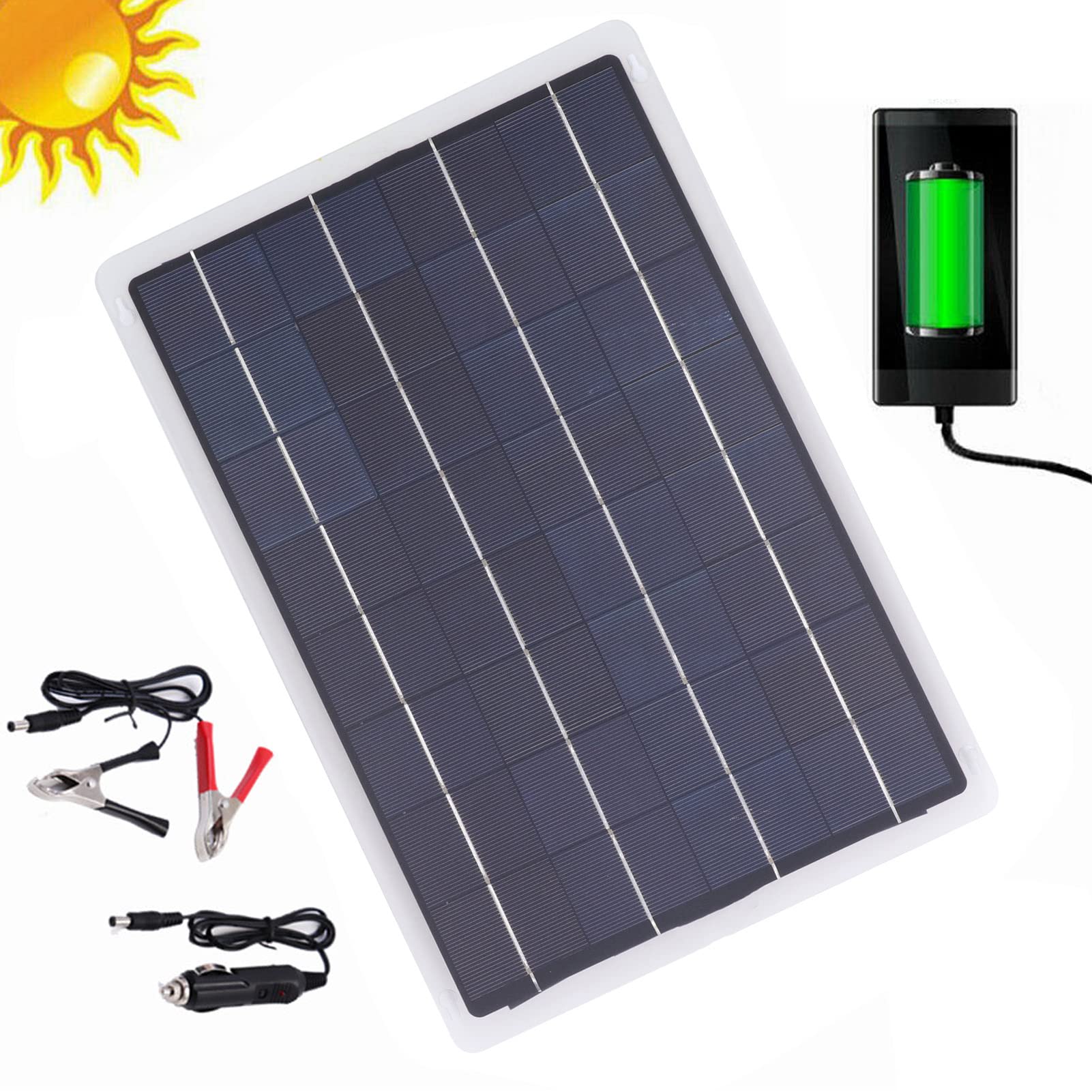 20W Solar Panel Charger with MPPT Controller - 3-Stage Charging, ETFE Laminated & IP67 Waterproof for 12V DC Batteries - Perfect for RV, Boat, Camping & Off-Grid Power Supply