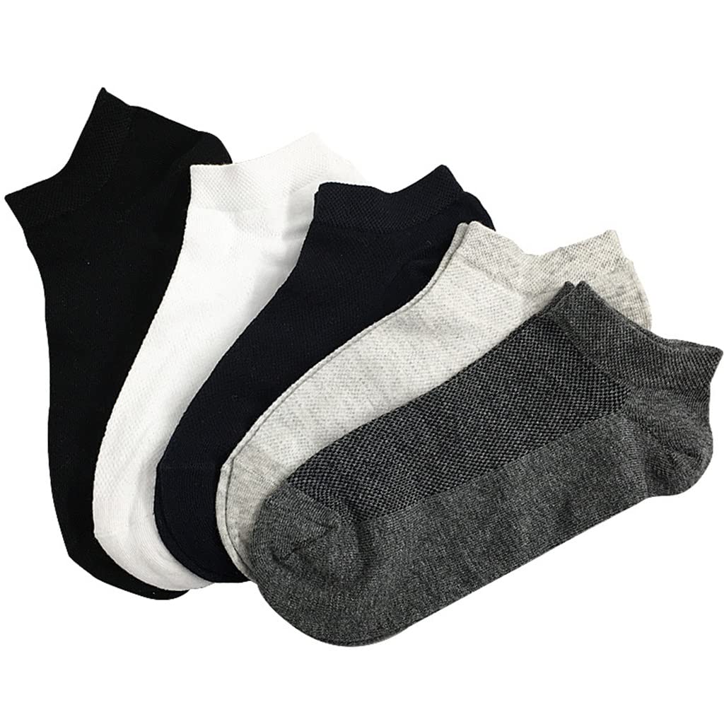 10 Pairs Men's Summer Cotton Breathable Mesh Short Boat Socks - Casual Comfort Socks for Men (One Size) - Perfect for Daily Wear, Sports & Outdoor Activities