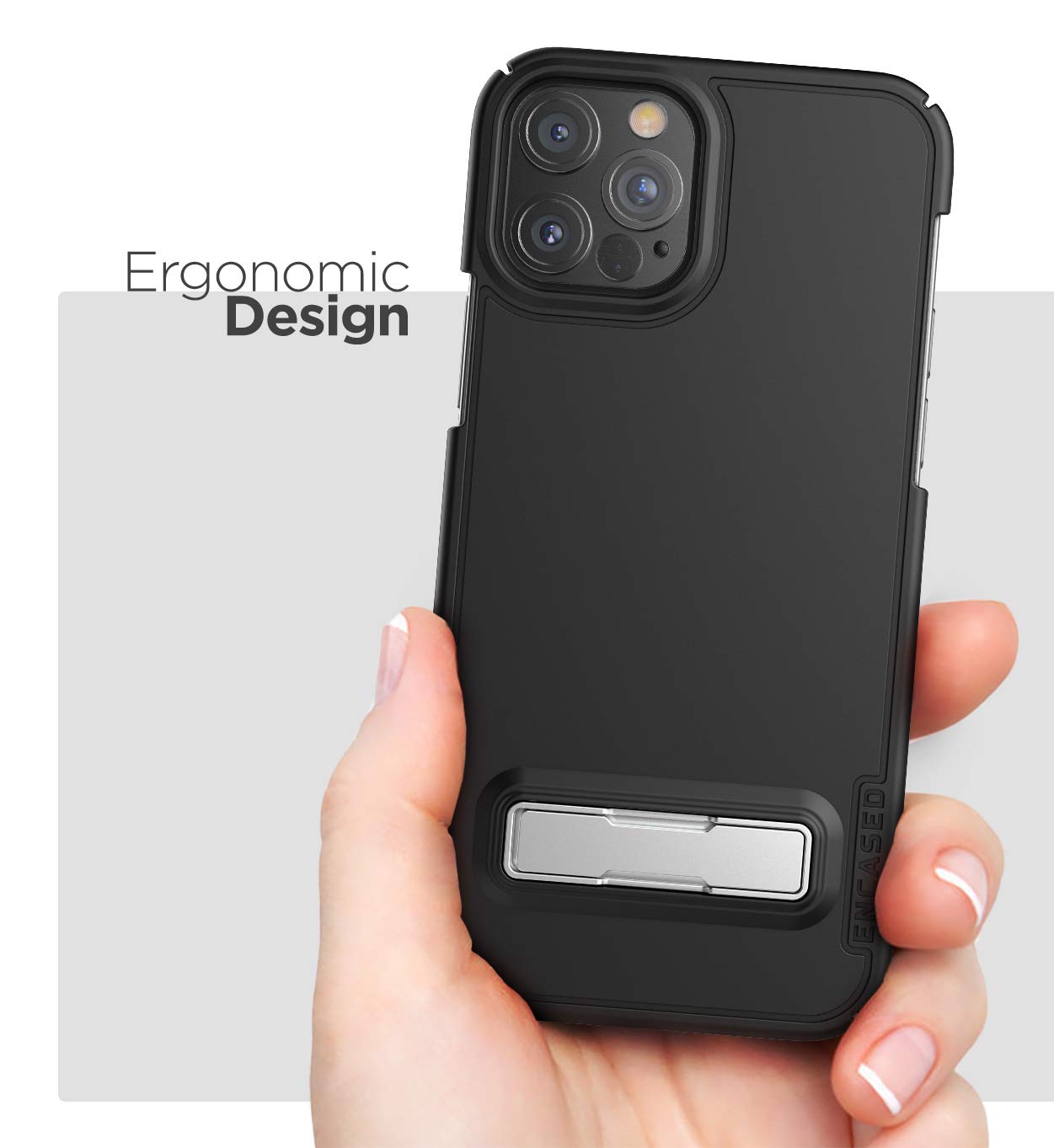 Ultra Thin Slimline Belt Case with Kickstand for iPhone 12 Pro Max - Black Holster Clip Protective Cover | Perfect for Outdoor Activities, Work & Travel